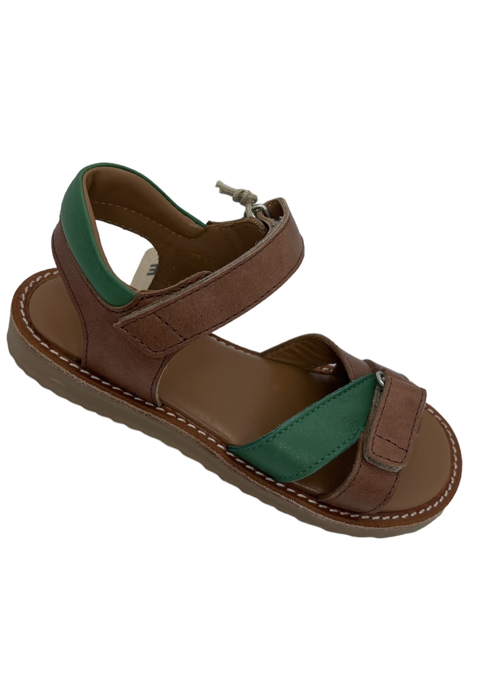 Angulus 0655-101 open toe sandal velcro tan/grass green