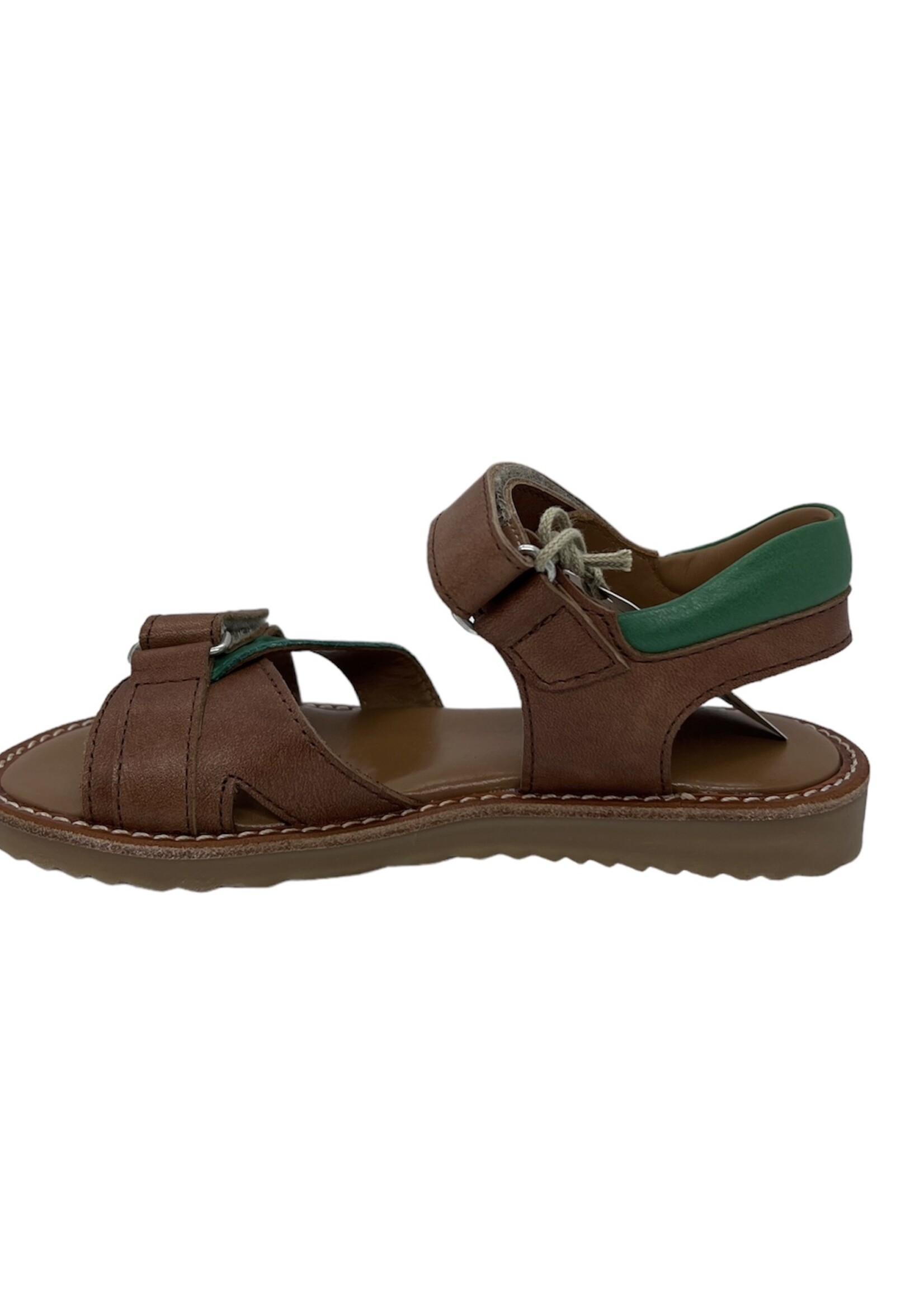 Angulus 0655-101 open toe sandal velcro tan/grass green