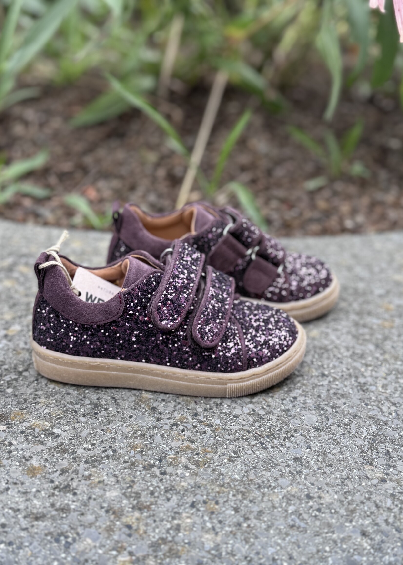 Angulus 3451-101 glitter sneaker velcro dusty aubergine
