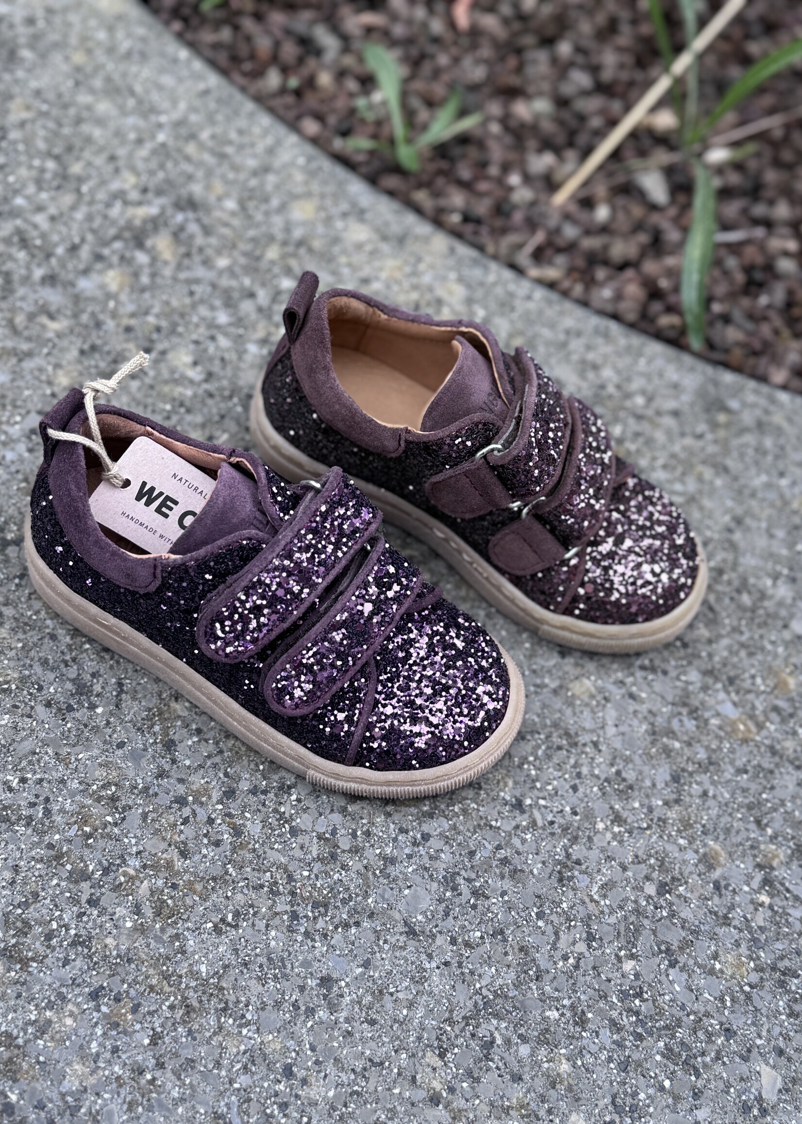 Angulus 3451-101 glitter sneaker velcro dusty aubergine