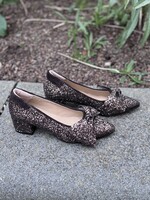 Angulus 1550 sparkling glitter bow pump brown