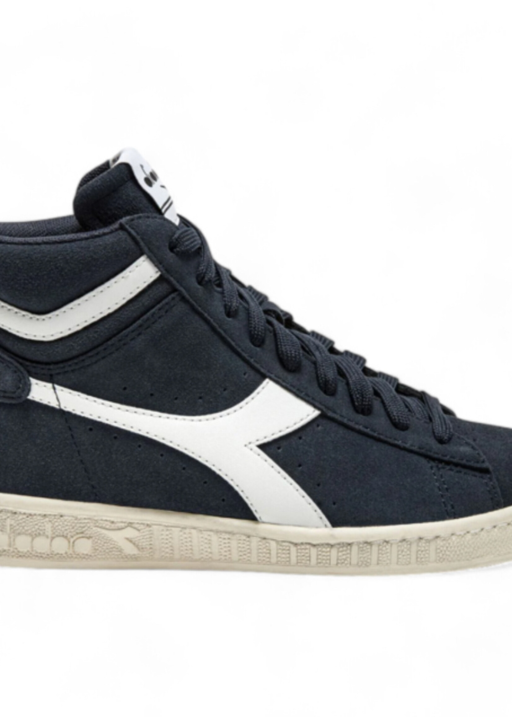 Diadora game L high suede waxed blue denim