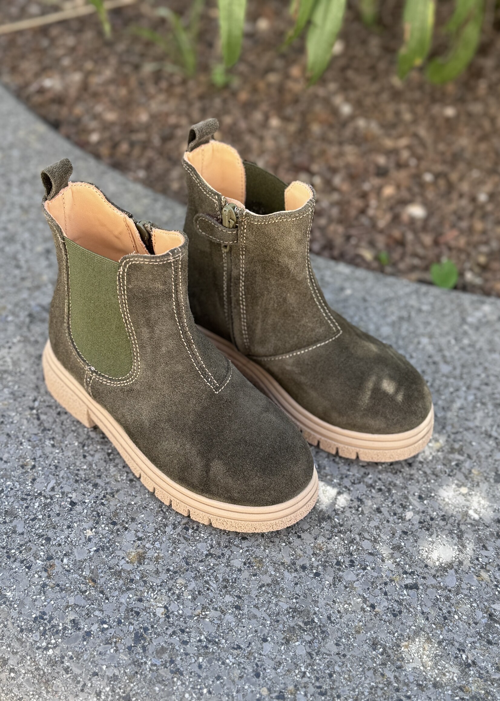 Ocra D722 enkellaarjse greasys fustagno groen