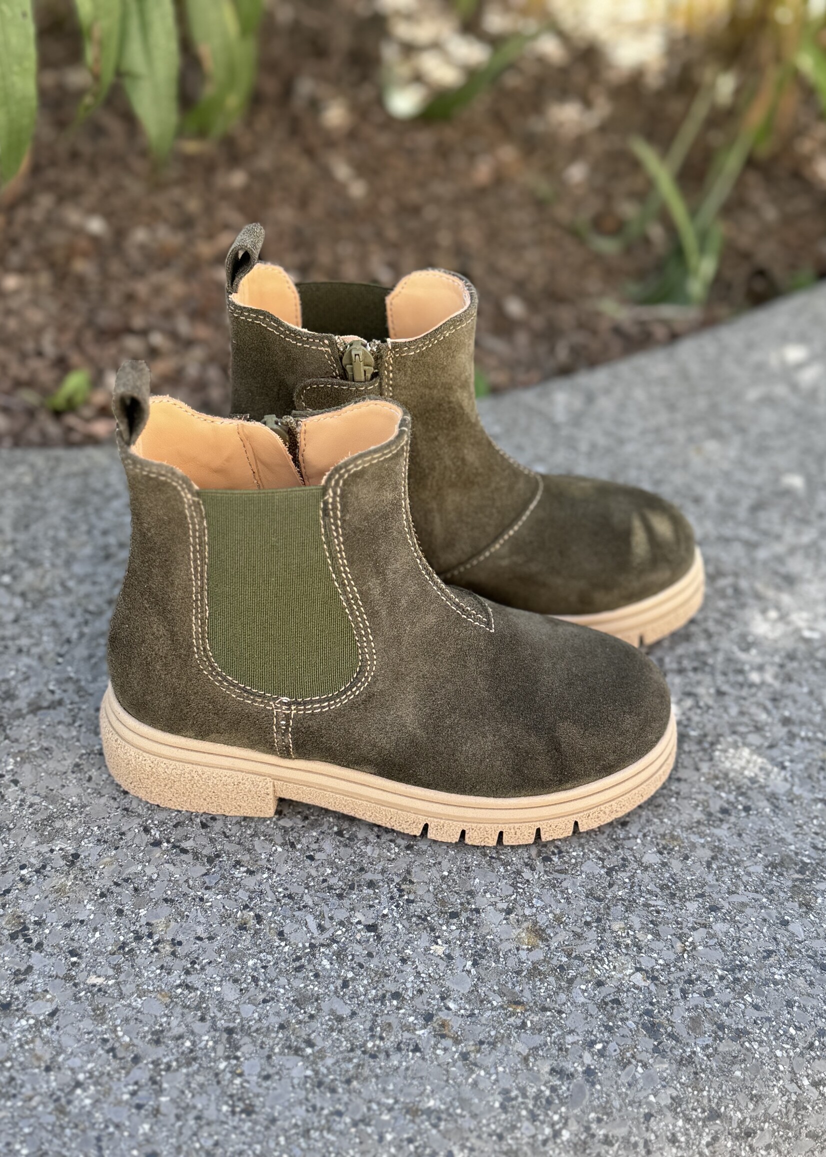 Ocra D722 enkellaarjse greasys fustagno groen