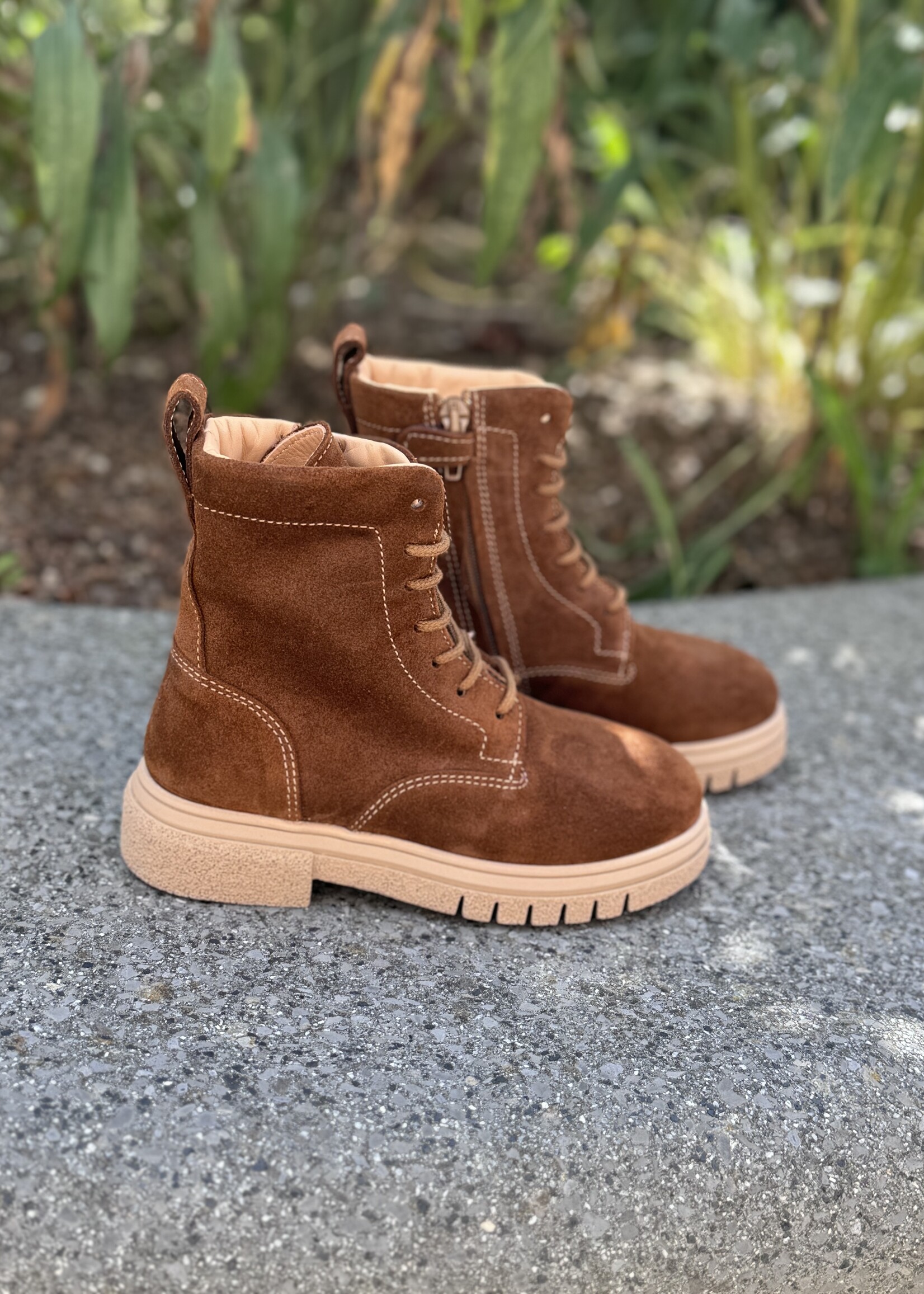 Ocra D721 bottine veter/rits greasy brandy