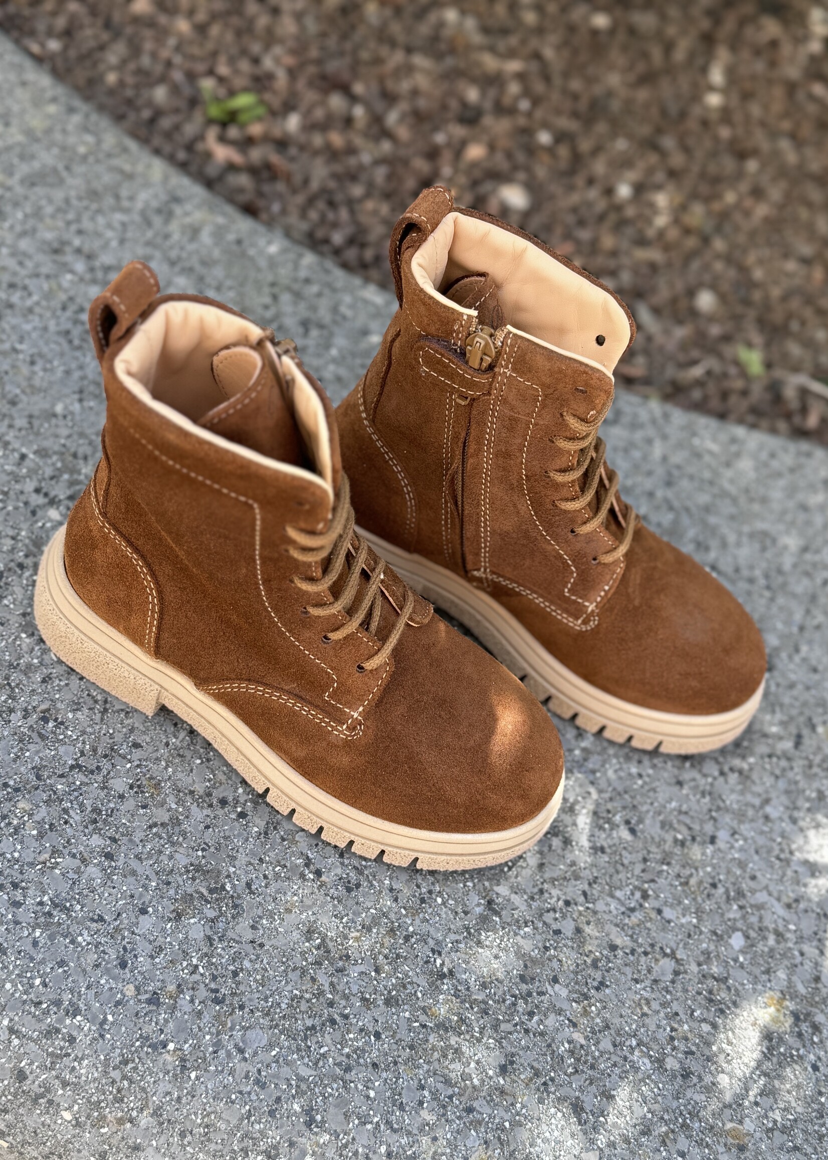 Ocra D721 bottine veter/rits greasy brandy