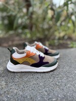 La Triboo 9268 sneaker veter/rits taupe groen oranje