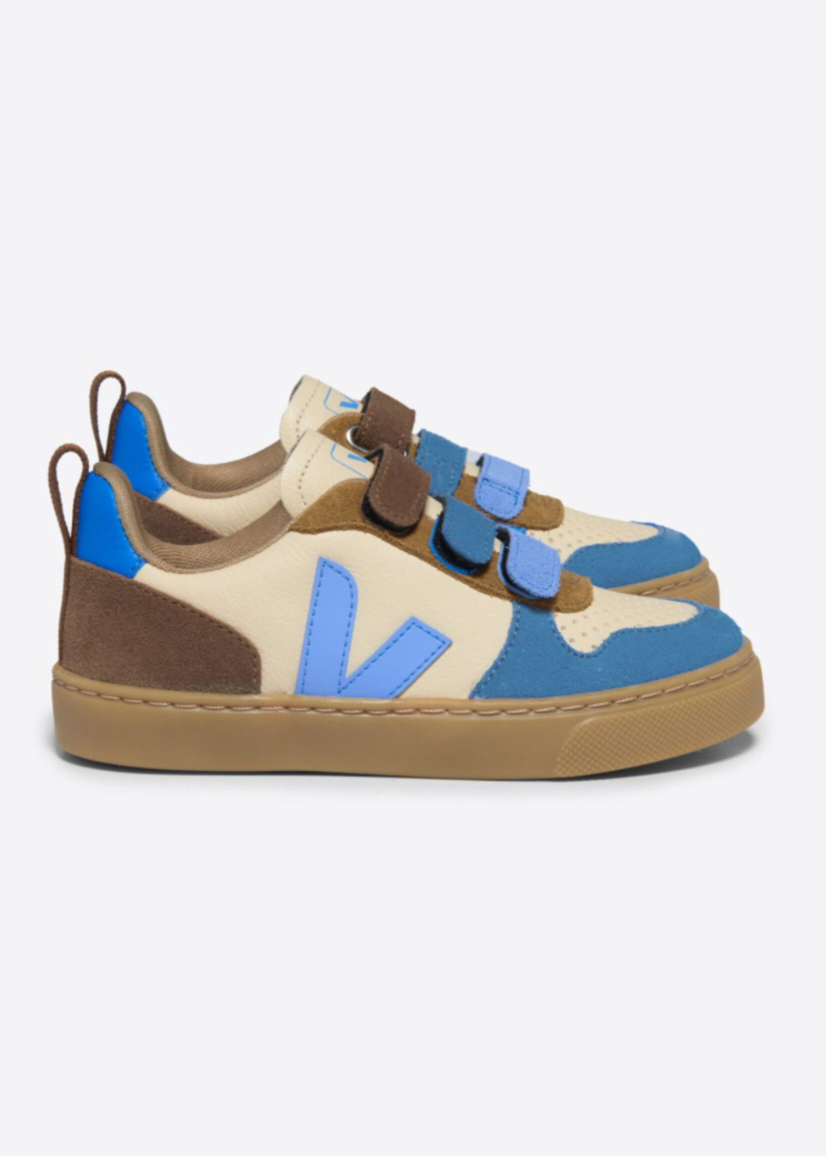 VEJA small V-10 suede crema multico aqua