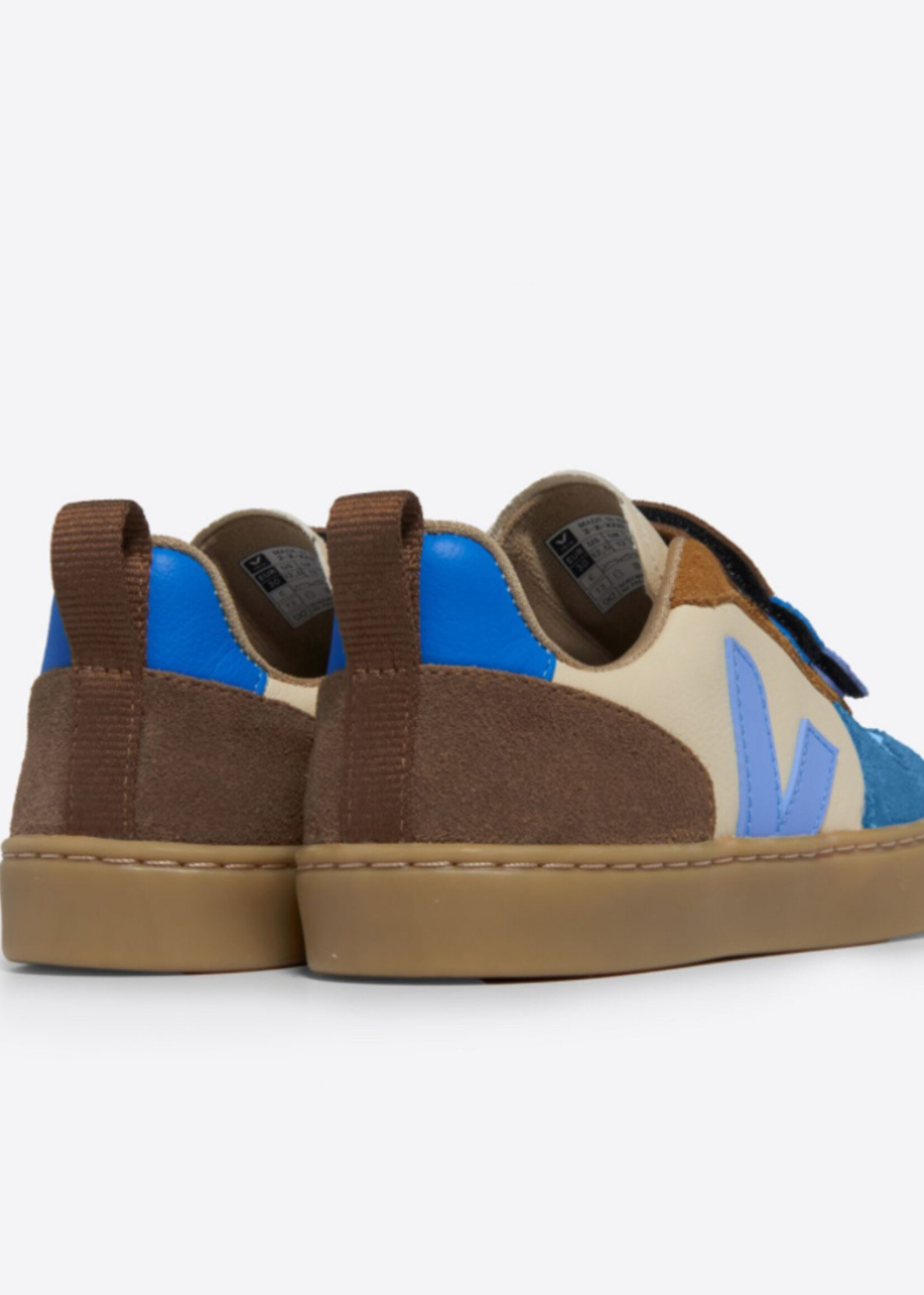 VEJA small V-10 suede crema multico aqua