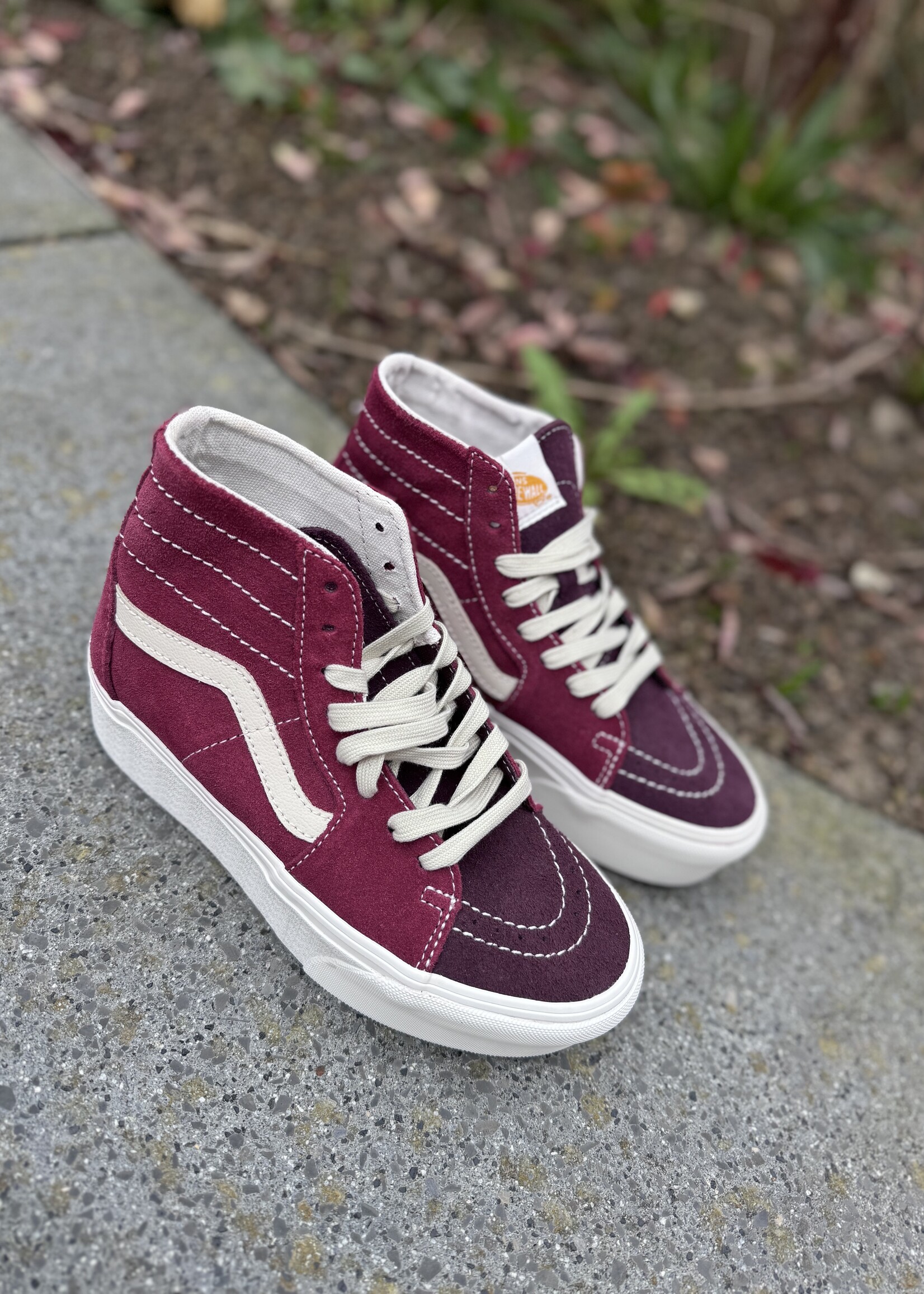 Vans  UA SK8 high tapered stackform varsity suede tawny port