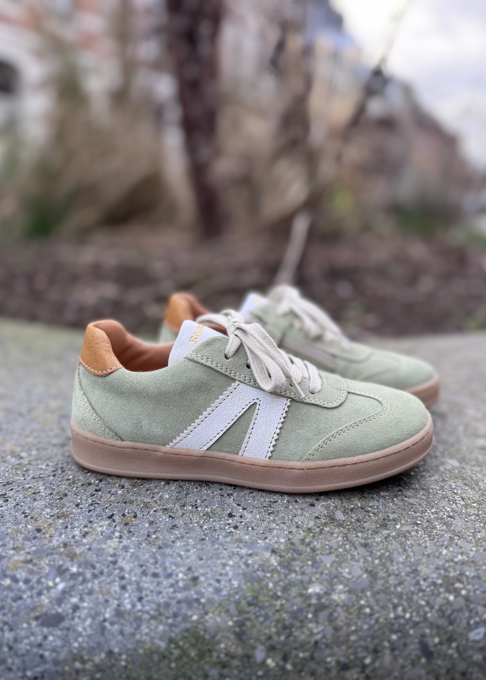 Romagnoli 6632 sneaker velour verde amazzon