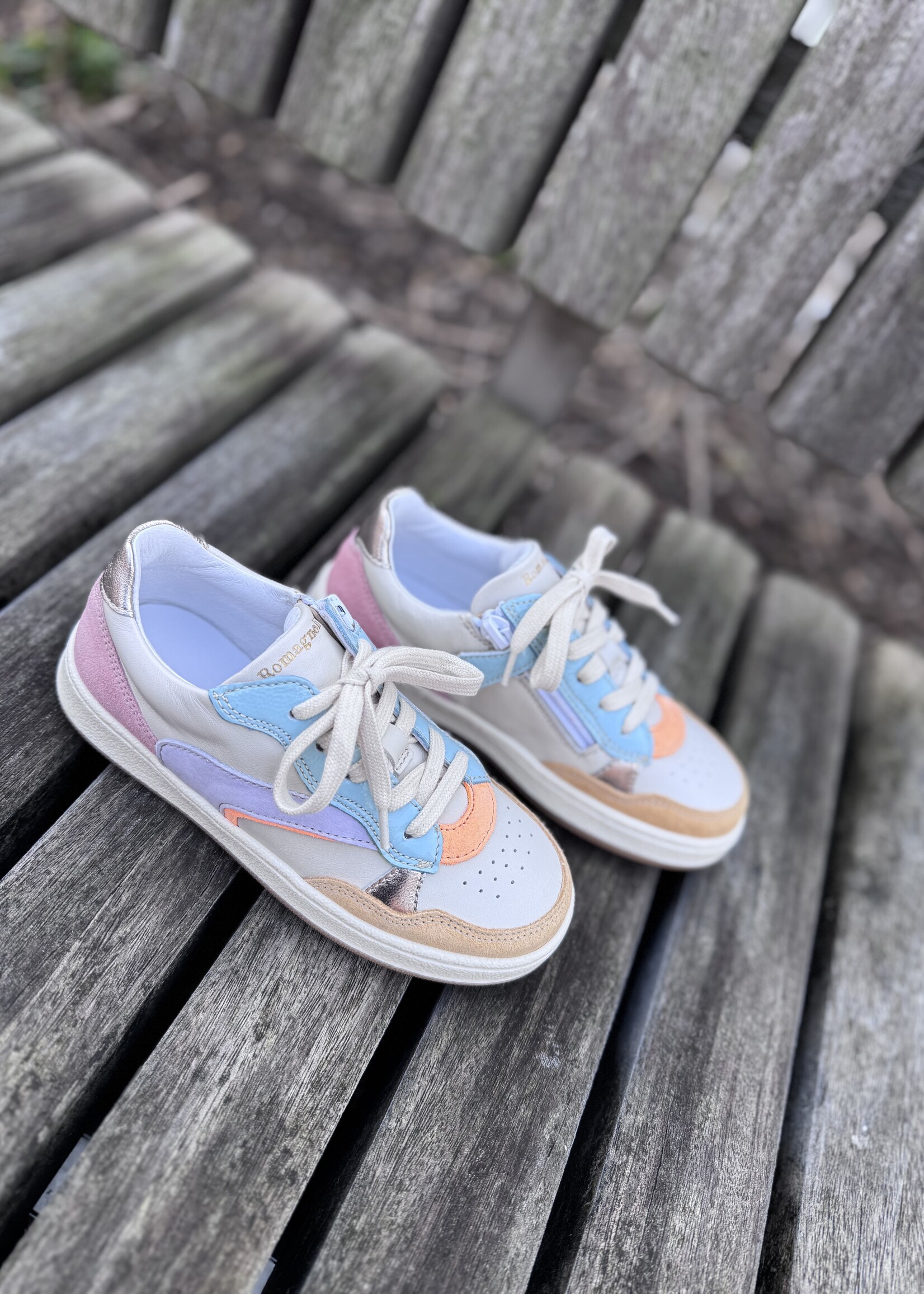 Romagnoli 6635 sneaker blauw lila rose oranje