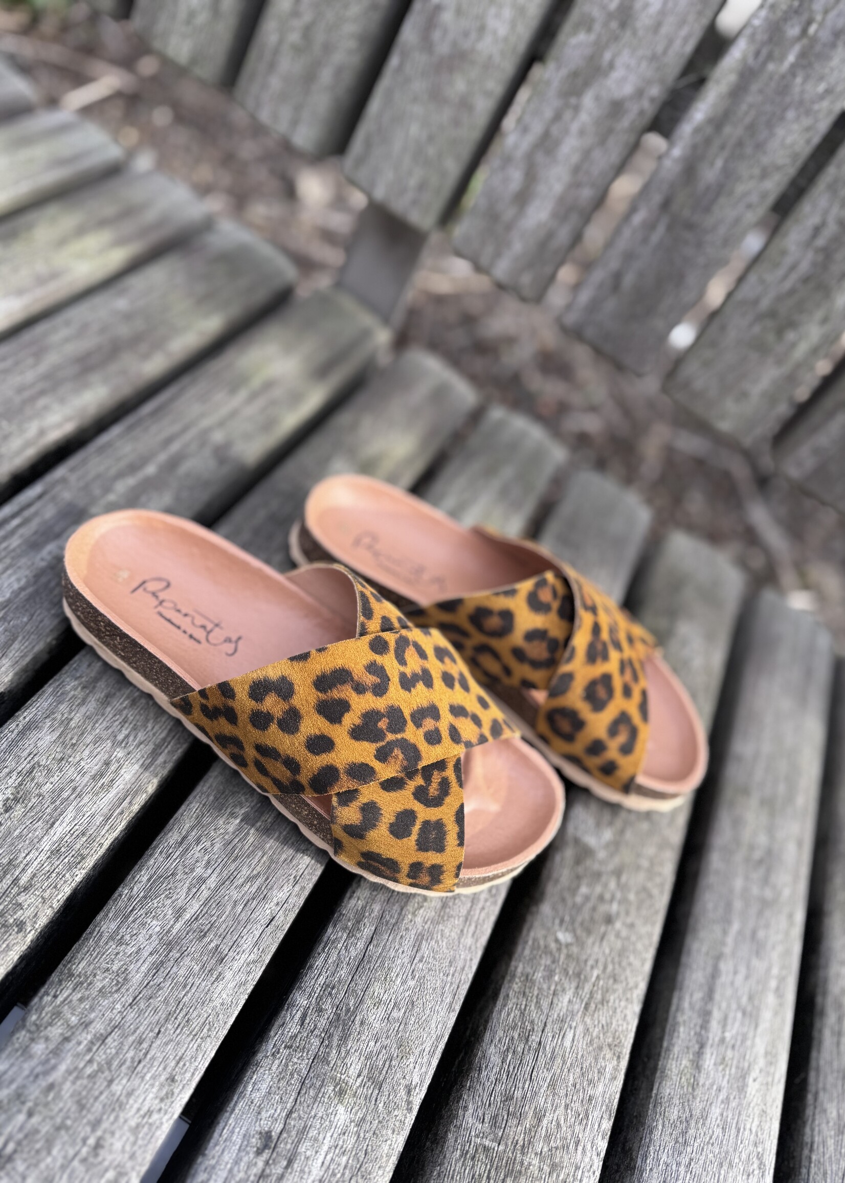 Eli 48304 slipper sandaal velour leopardo