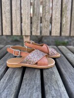 Angulus 4465-101 cross sandal sparkling glitter tan/multi glitter