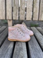 Angulus 3445-101 beginner lace-up shoe sparkling glitter rosebud