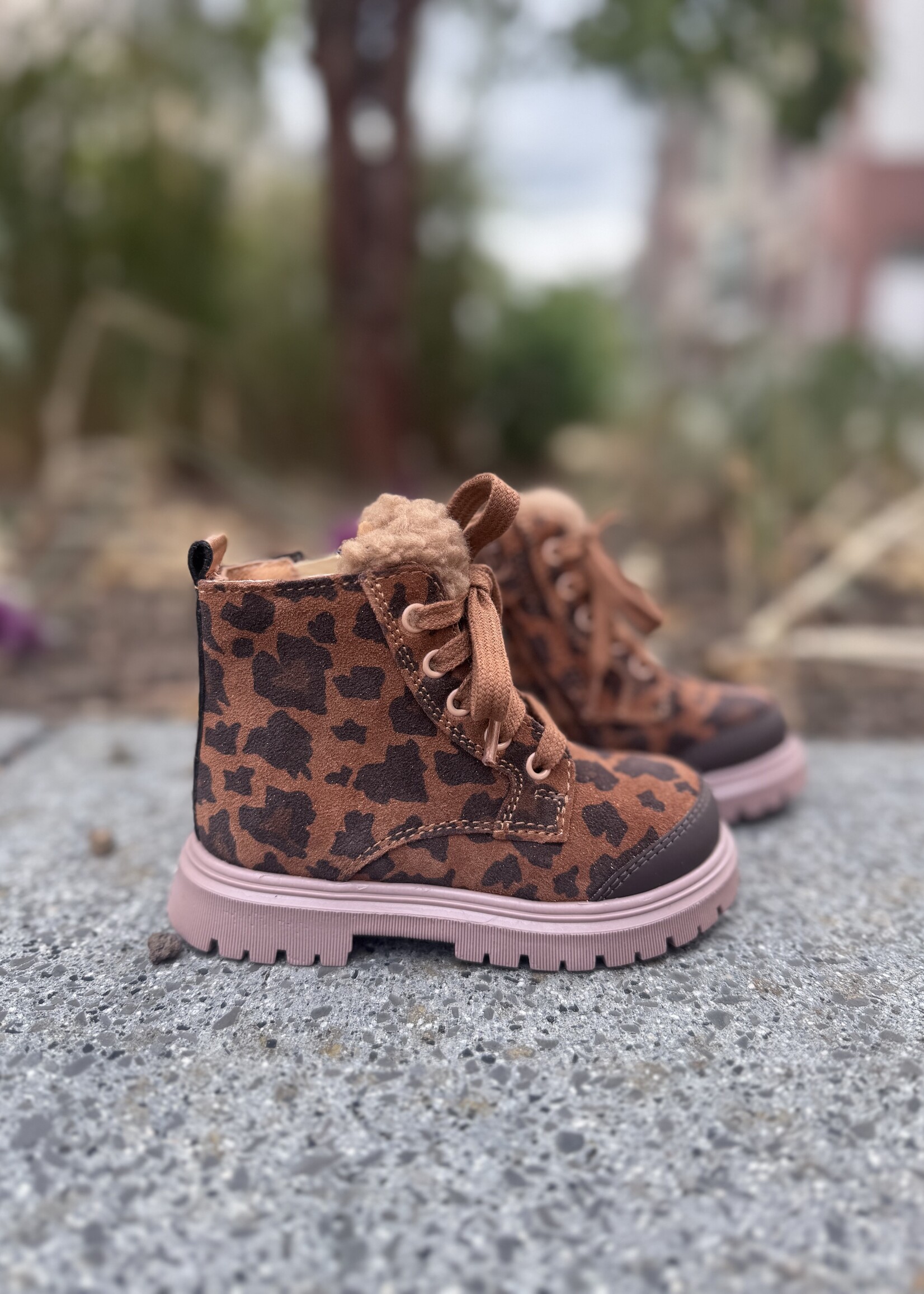 Romagnoli  7159 bottine veter rits leopard glitter cuoio