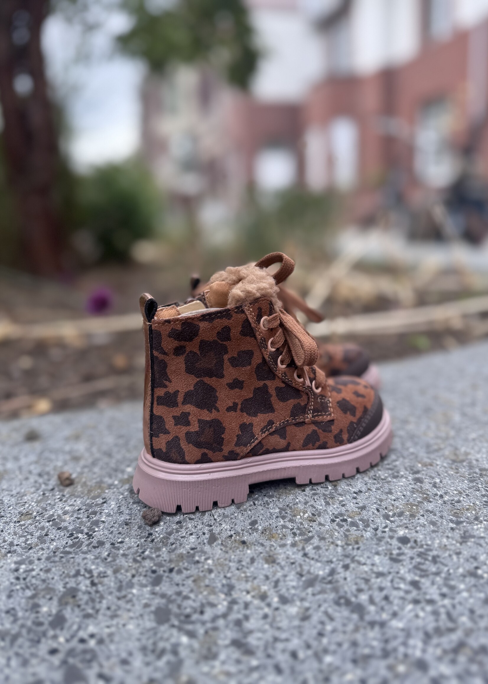 Romagnoli  7159 bottine veter rits leopard glitter cuoio
