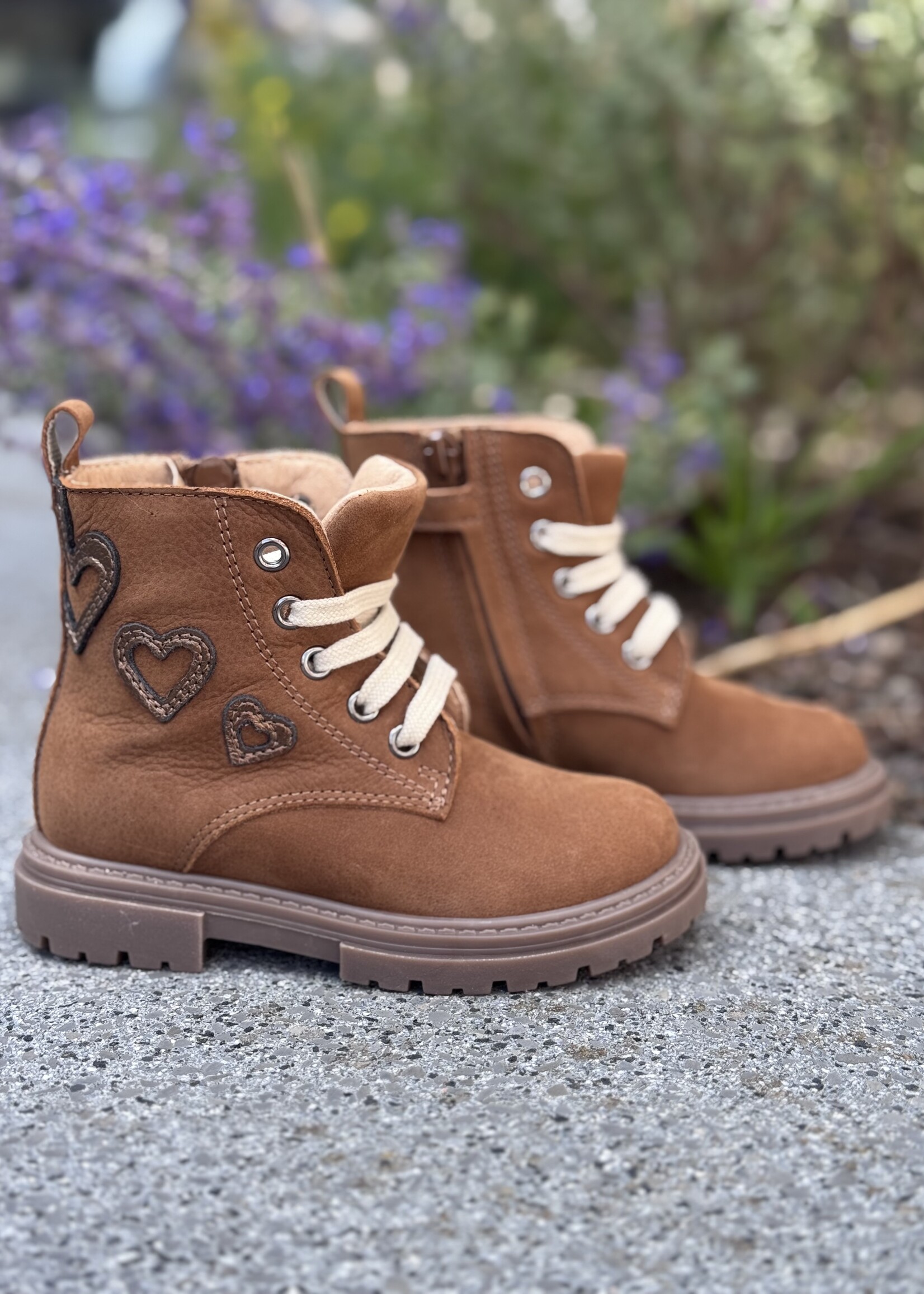 Lunella 25419 enkellaarsje veter/rits cognac