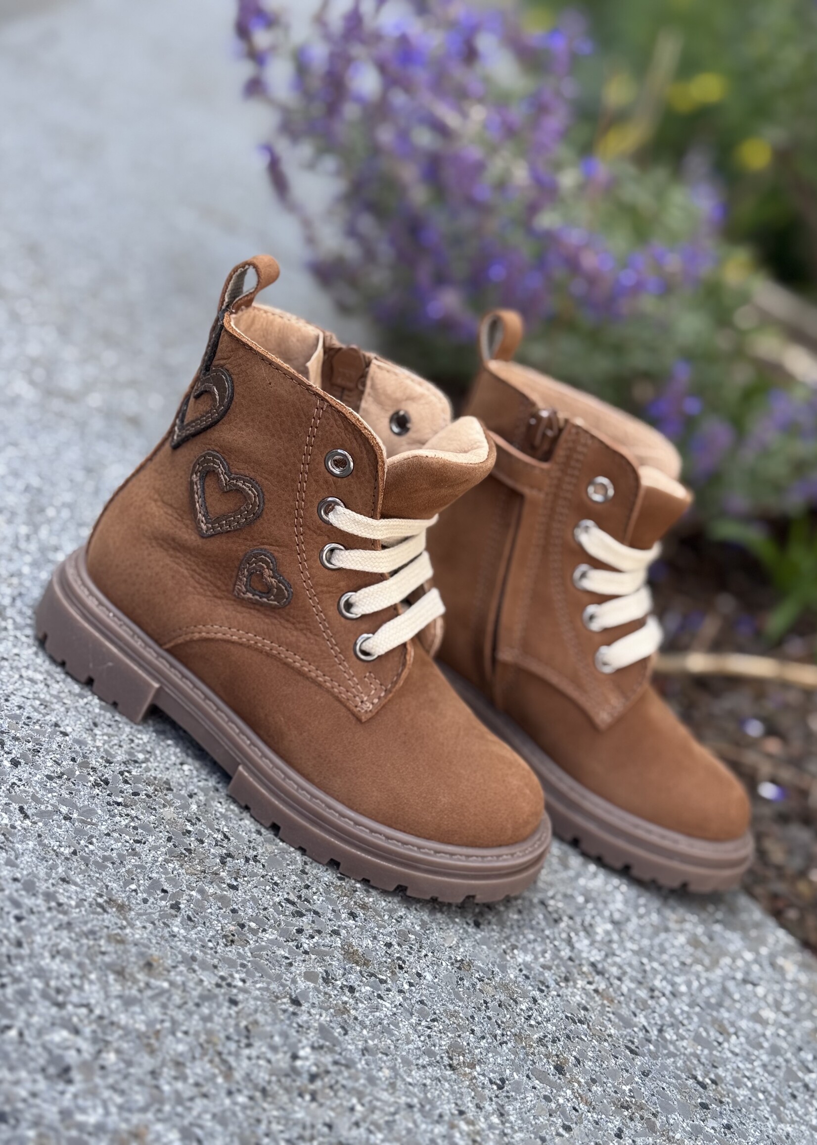 Lunella 25419 enkellaarsje veter/rits cognac