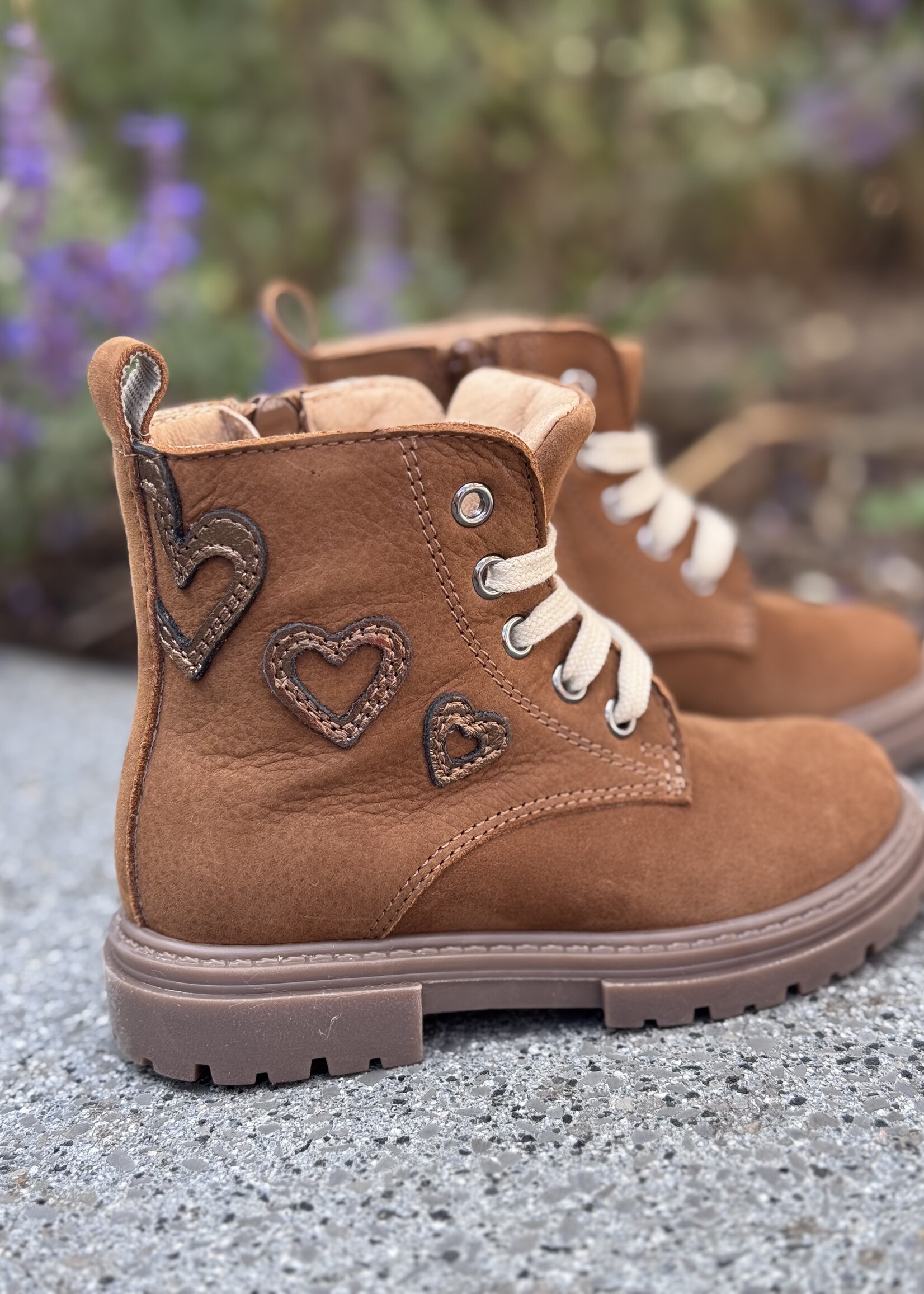 Lunella 25419 enkellaarsje veter/rits cognac