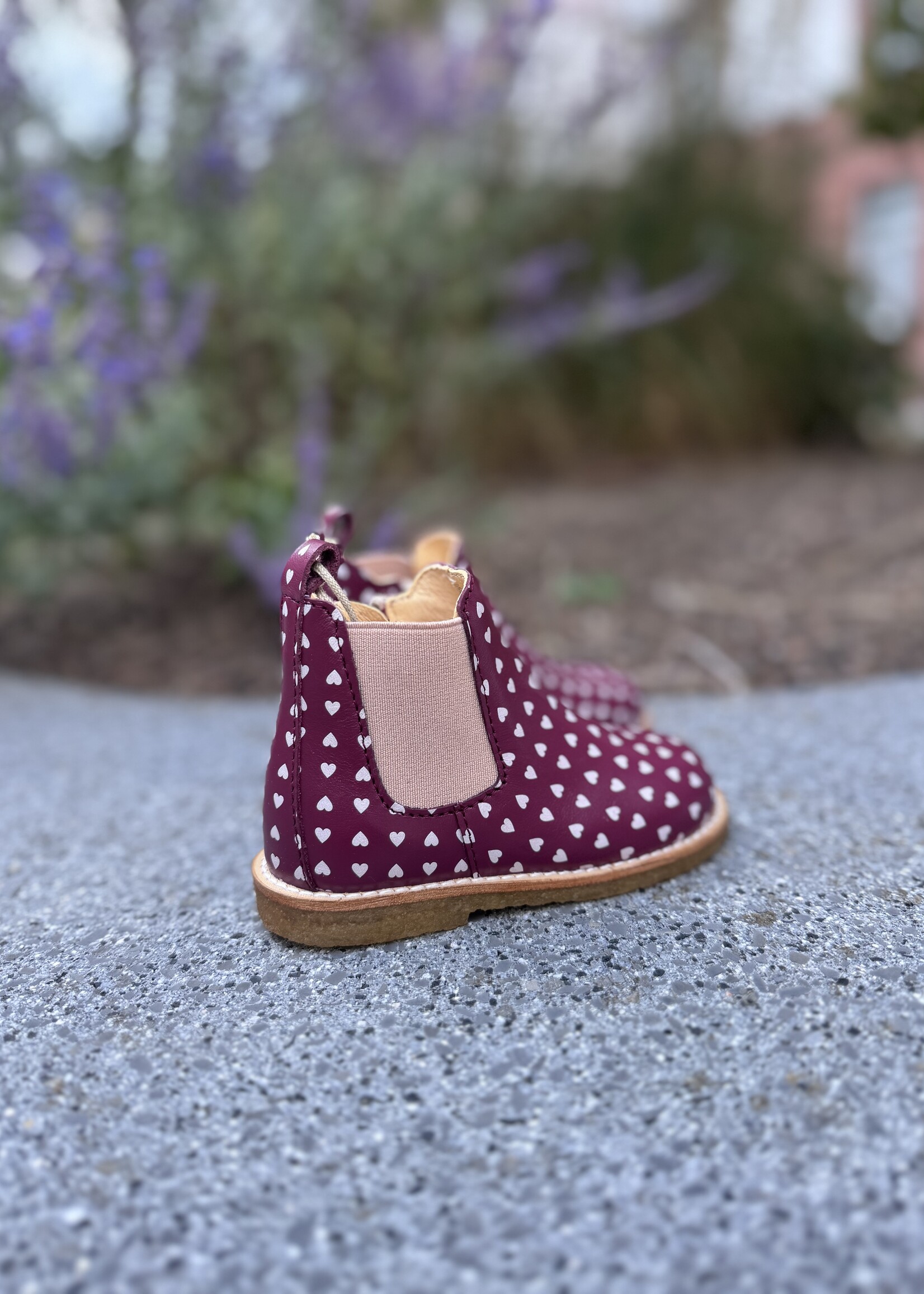 Angulus 6025-105 classic chelsea boot elastic & zipper berry hearts/rose