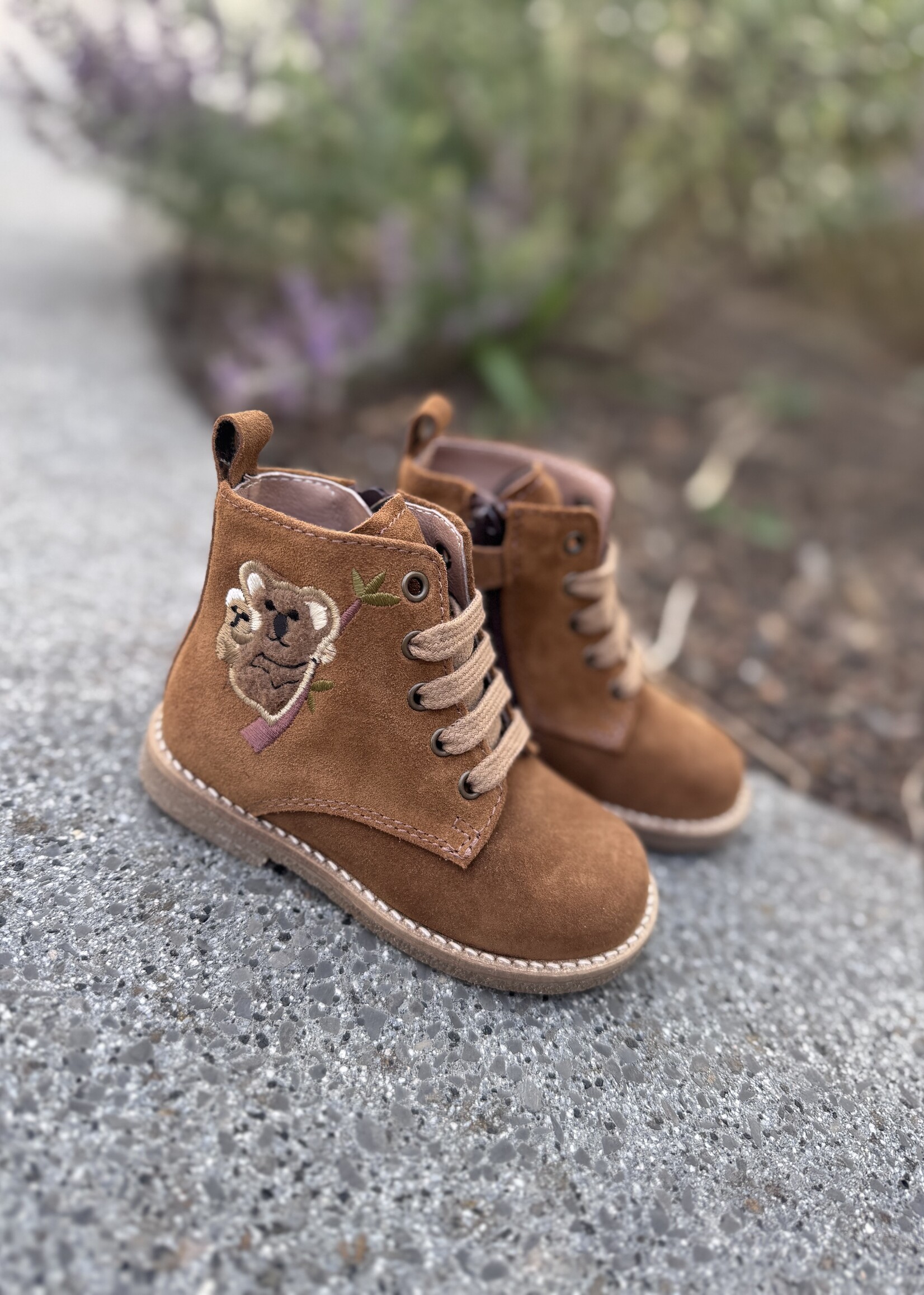 Bana & Co 25232130 enkellaarsje velour cognac