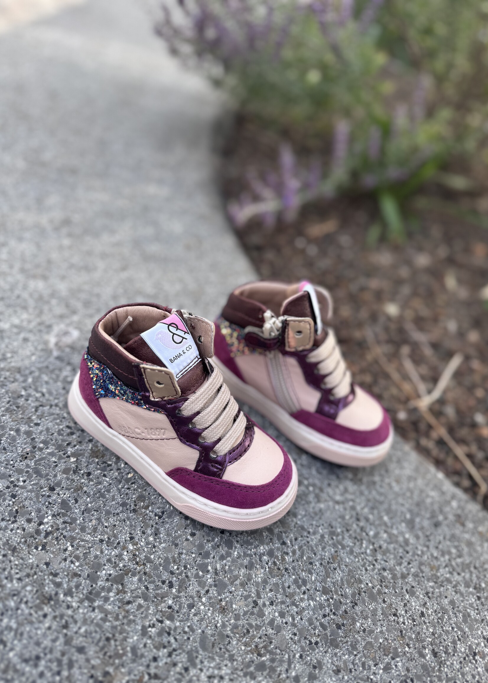 Bana & Co 25232060 hoge sneaker velour wine