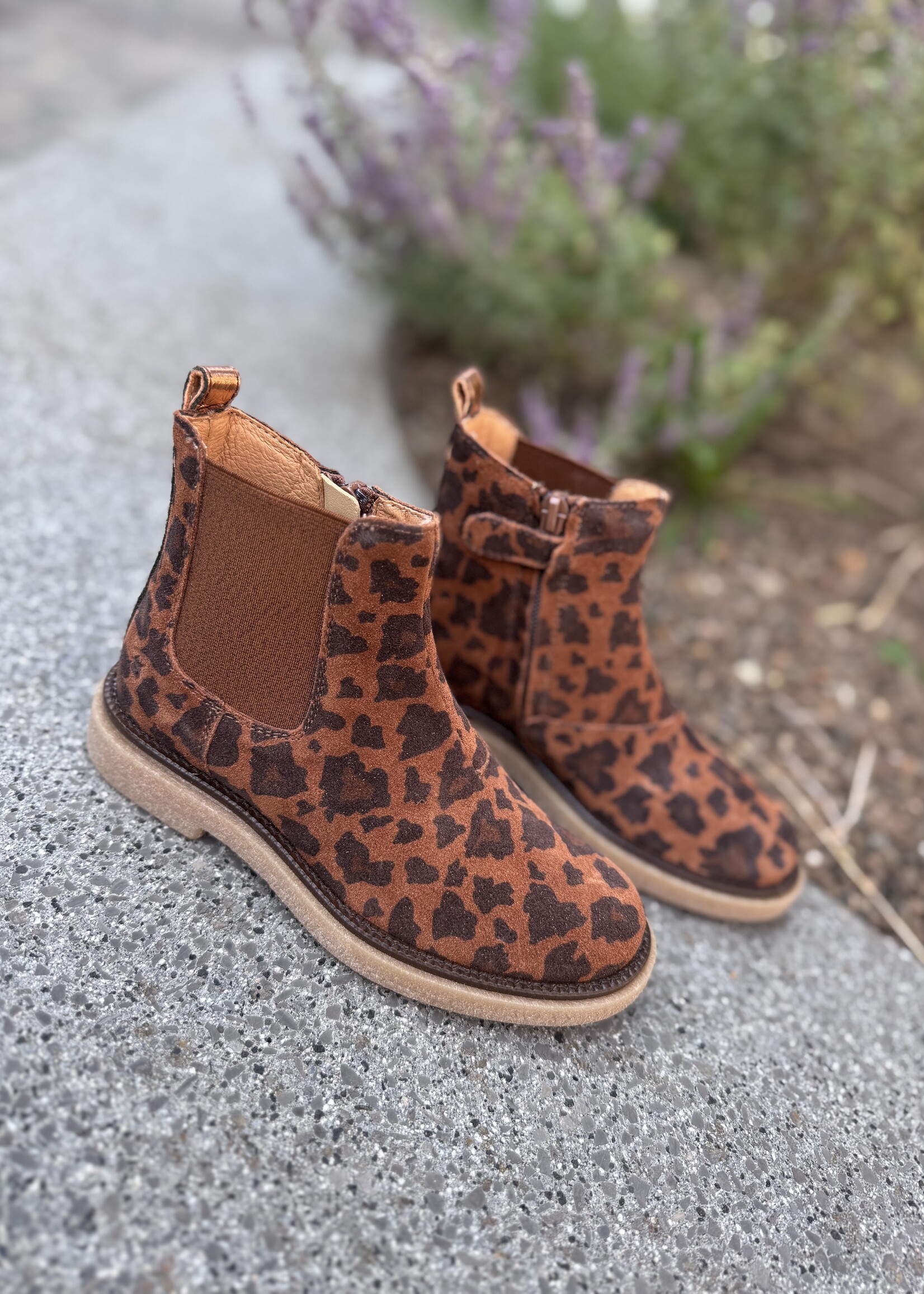 Romagnoli enkellaarsje leopard glitter cuoio