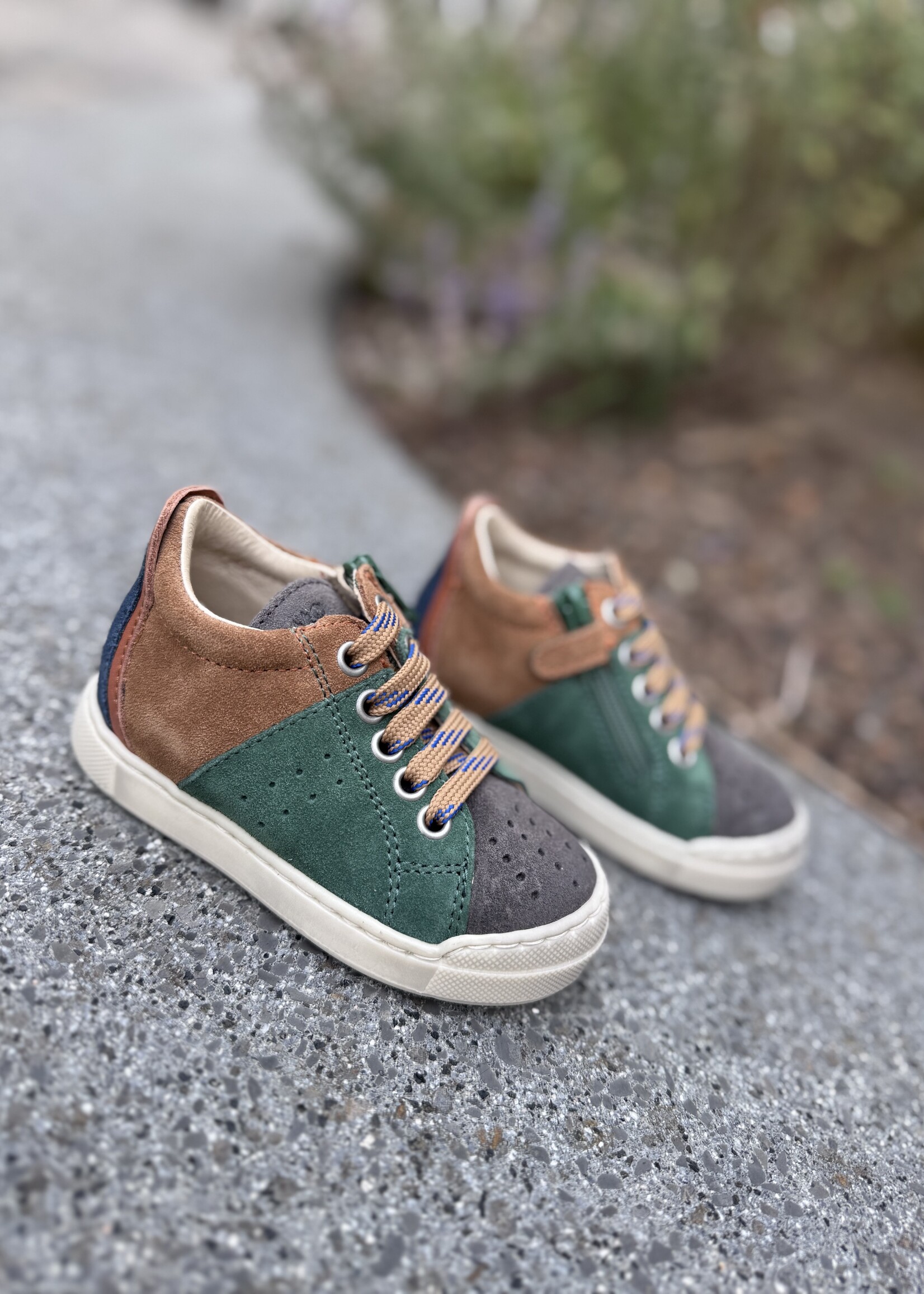 Falcotto Fabron suede anthracite green brown