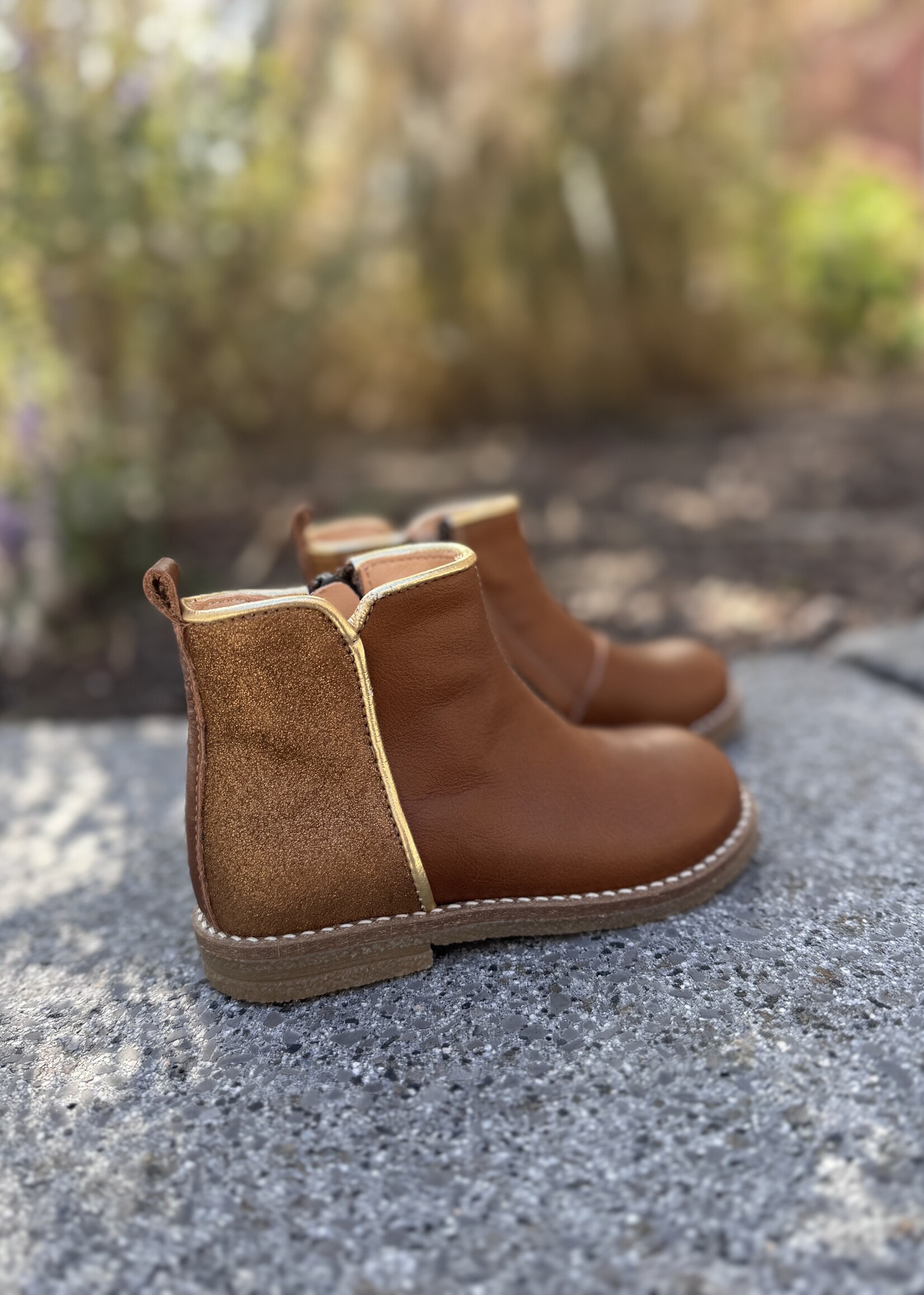 Ocra C521 enkellaarsje cognac glitter