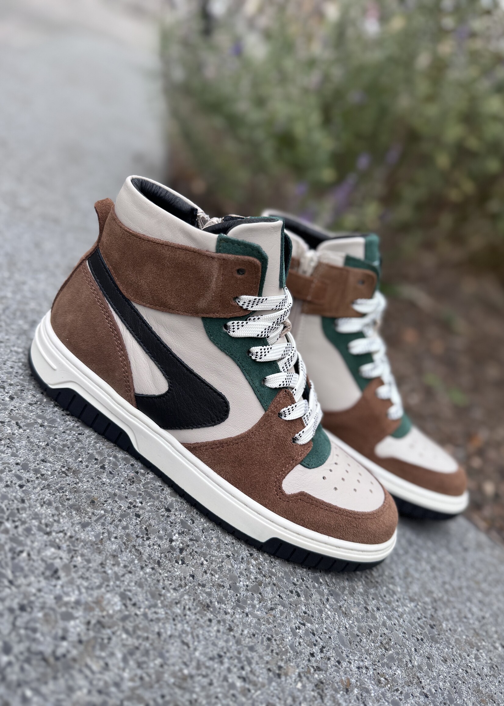 Bana & Co 252345 hoge sneaker cognac groen blauw