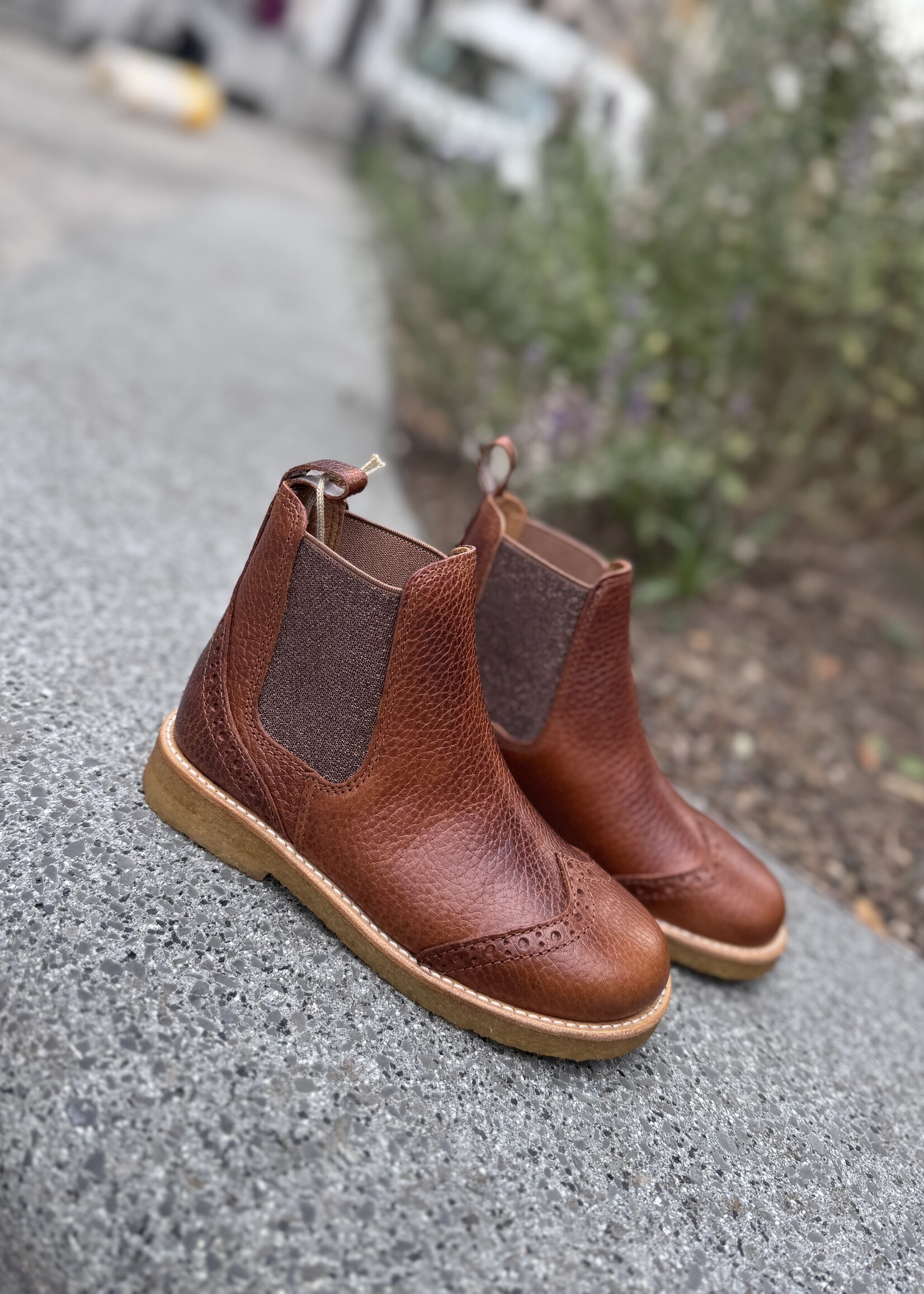 Angulus 6185-202 chelsea boot brogue cognac/cognac