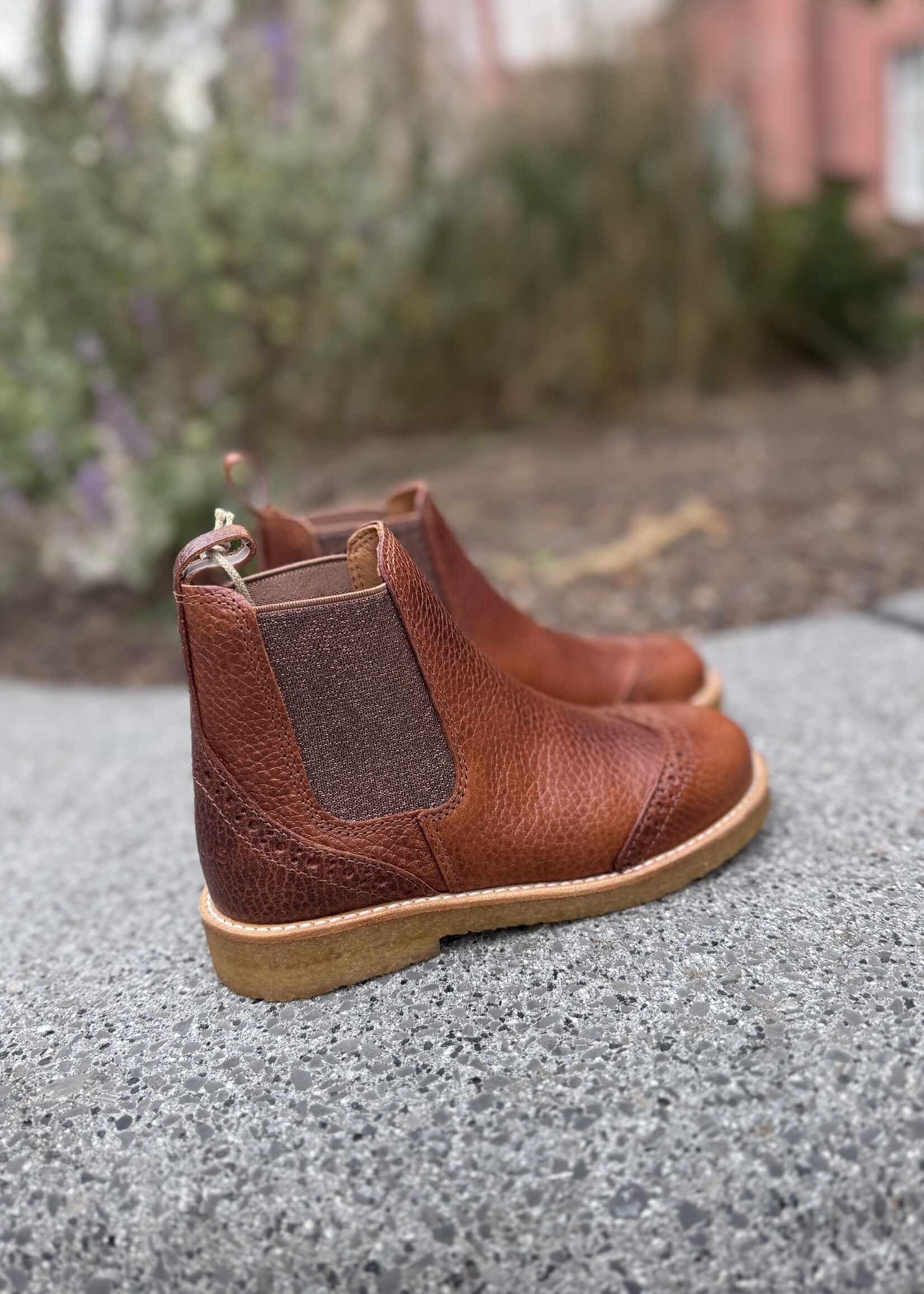 Angulus 6185-202 chelsea boot brogue cognac/cognac