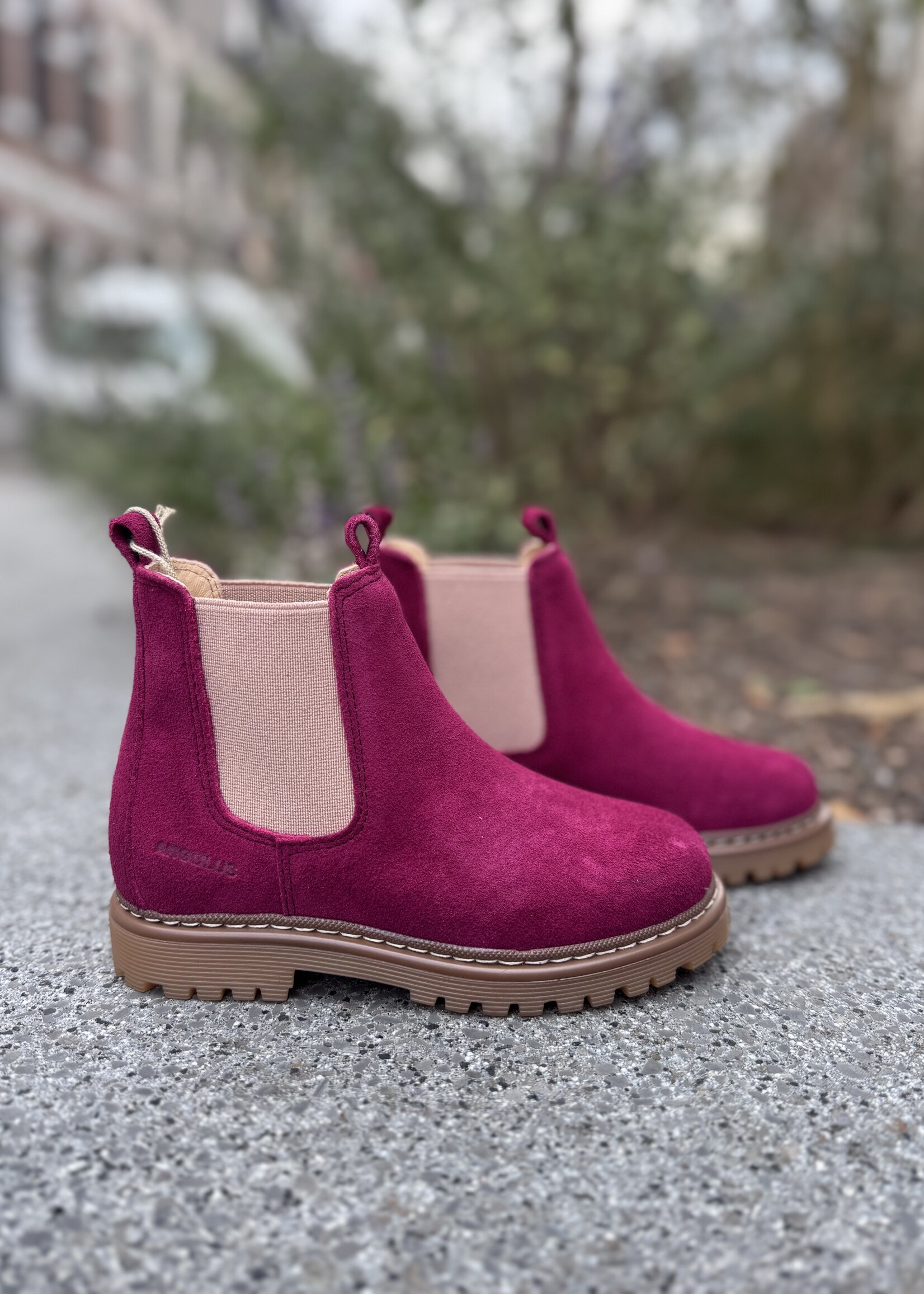 Angulus 2192-401 chunky chelsea boot berry rose elastic