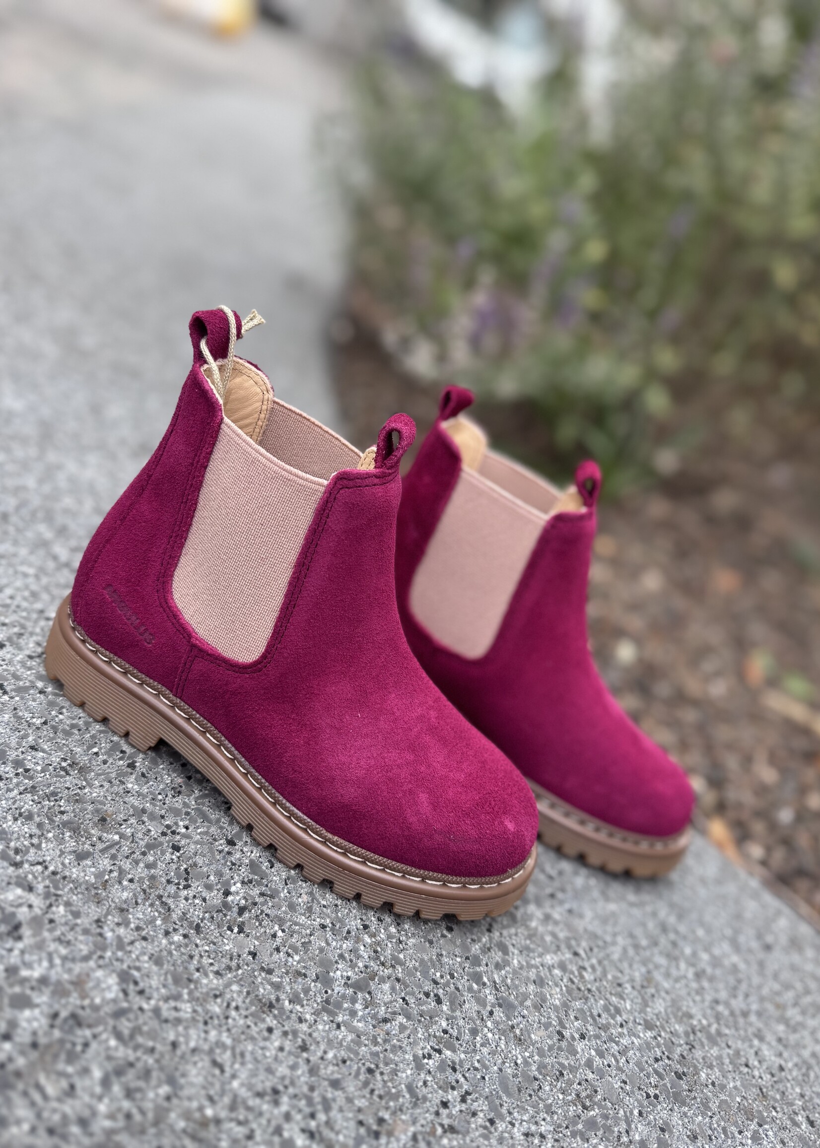 Angulus 2192-401 chunky chelsea boot berry rose elastic