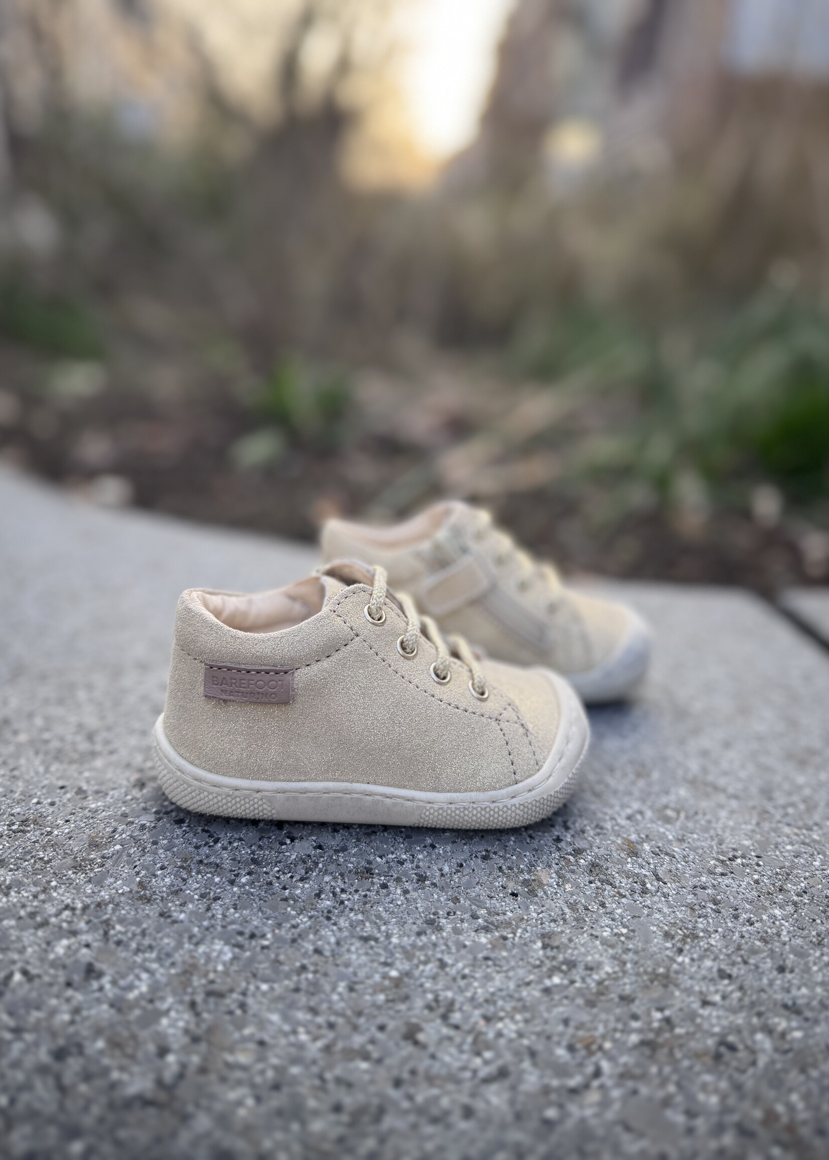 Naturino barefoot amur zip suede glitter platinum