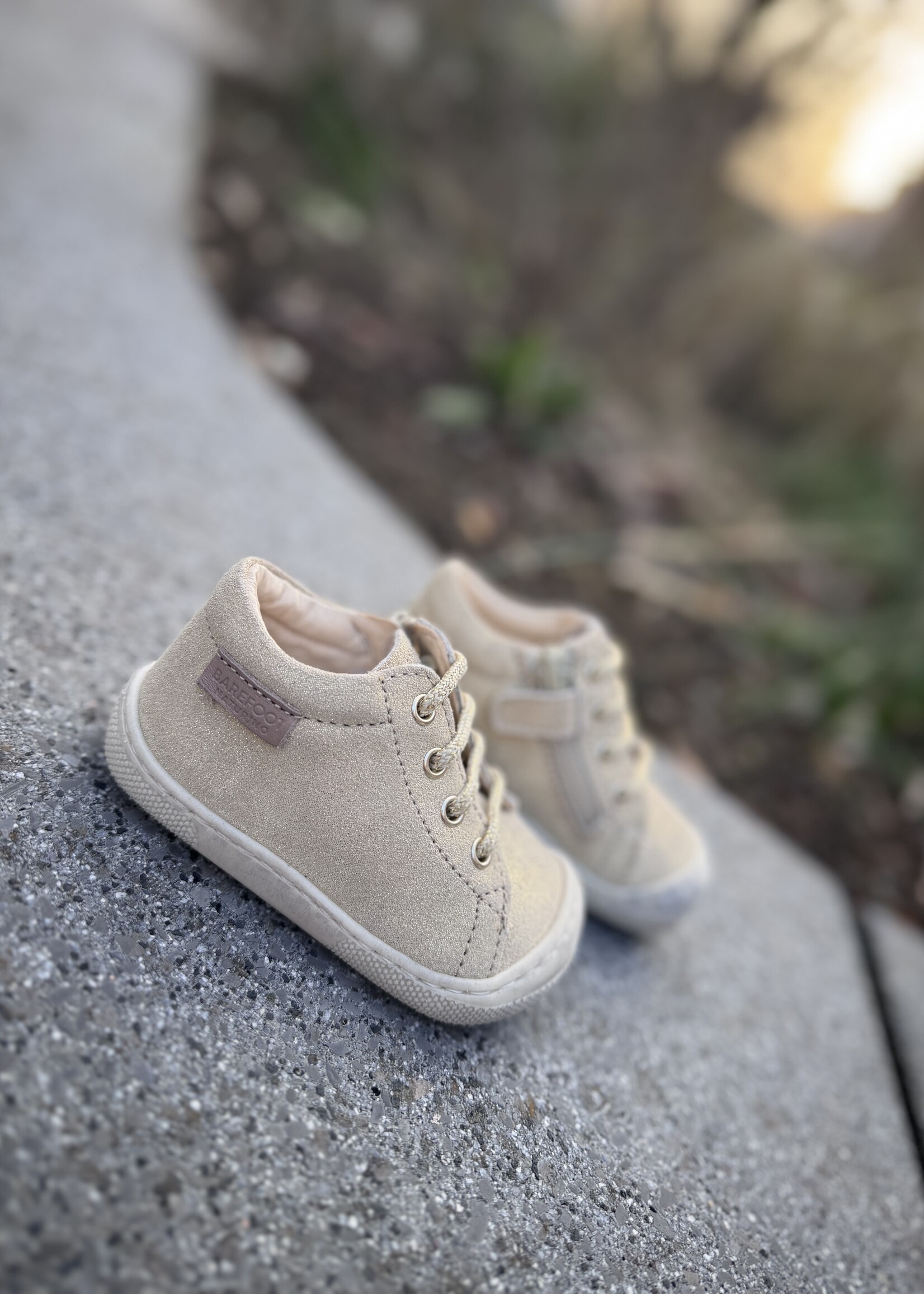 Naturino barefoot amur zip suede glitter platinum