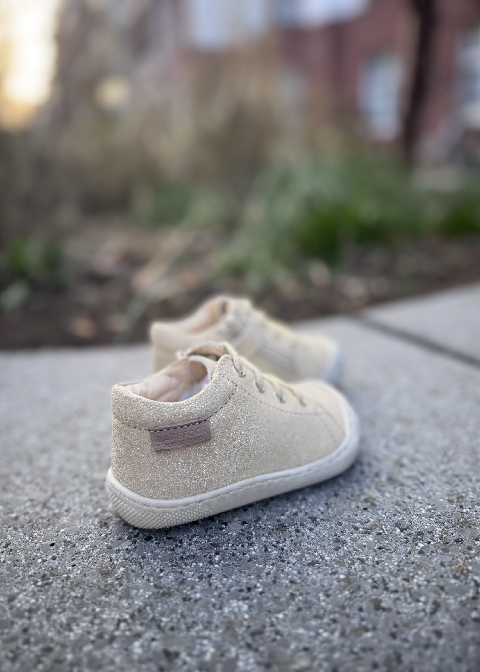 Naturino barefoot amur zip suede glitter platinum