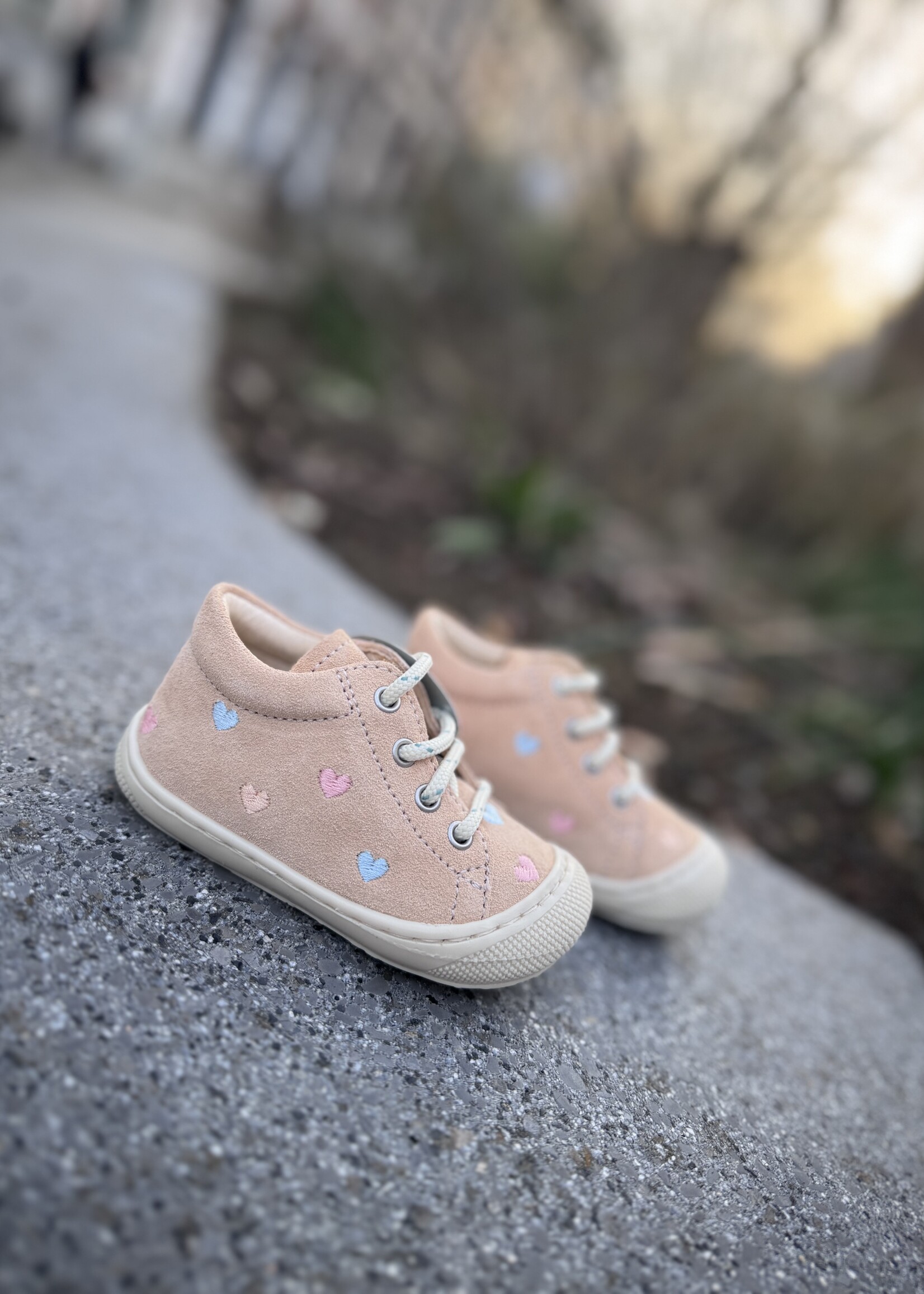 Naturino cocoon embr hearts suede vanilla