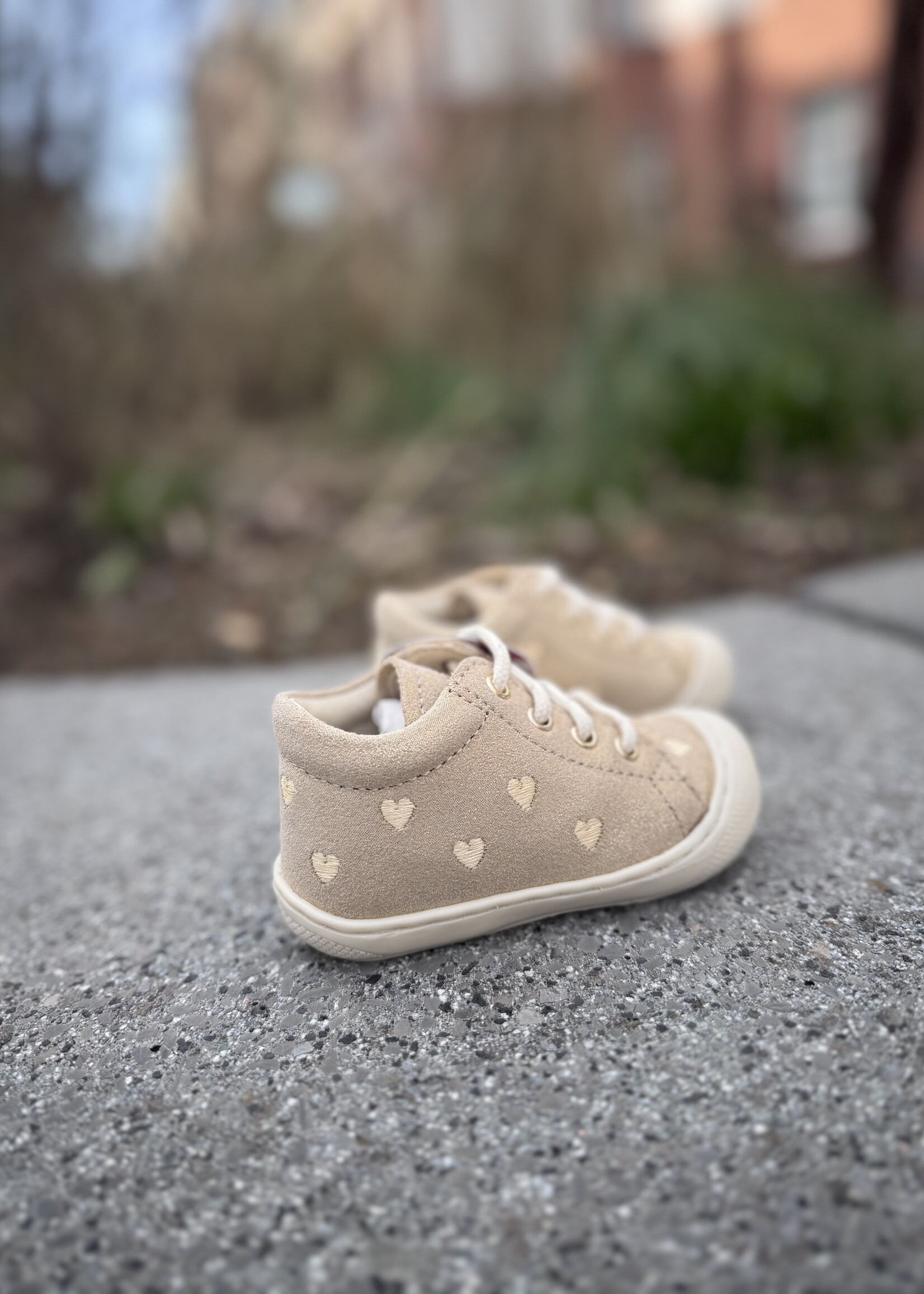 Naturino cocoon embr hearts suede glitter platinum