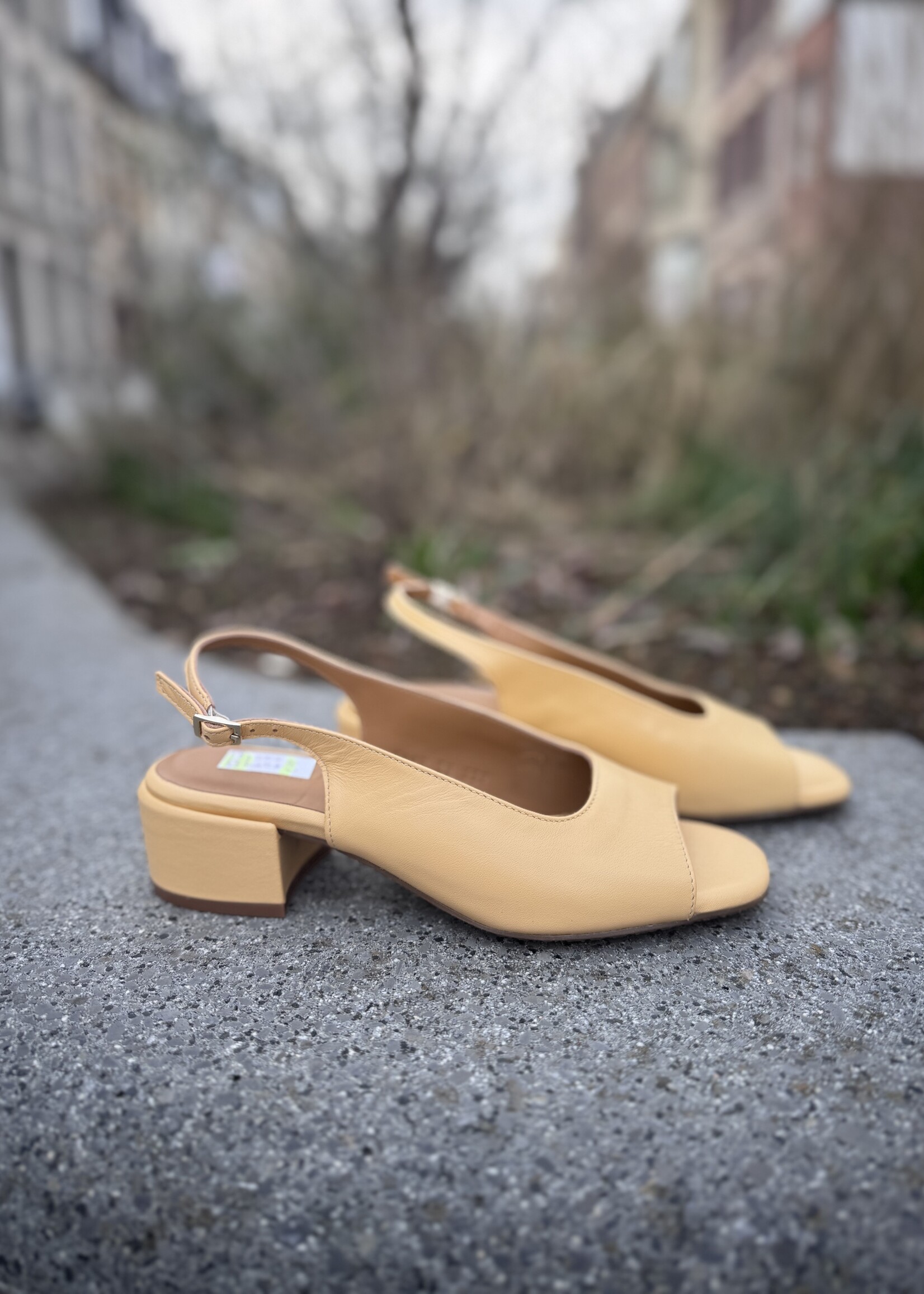 Angulus heeled sandal with open toe mellow yellow