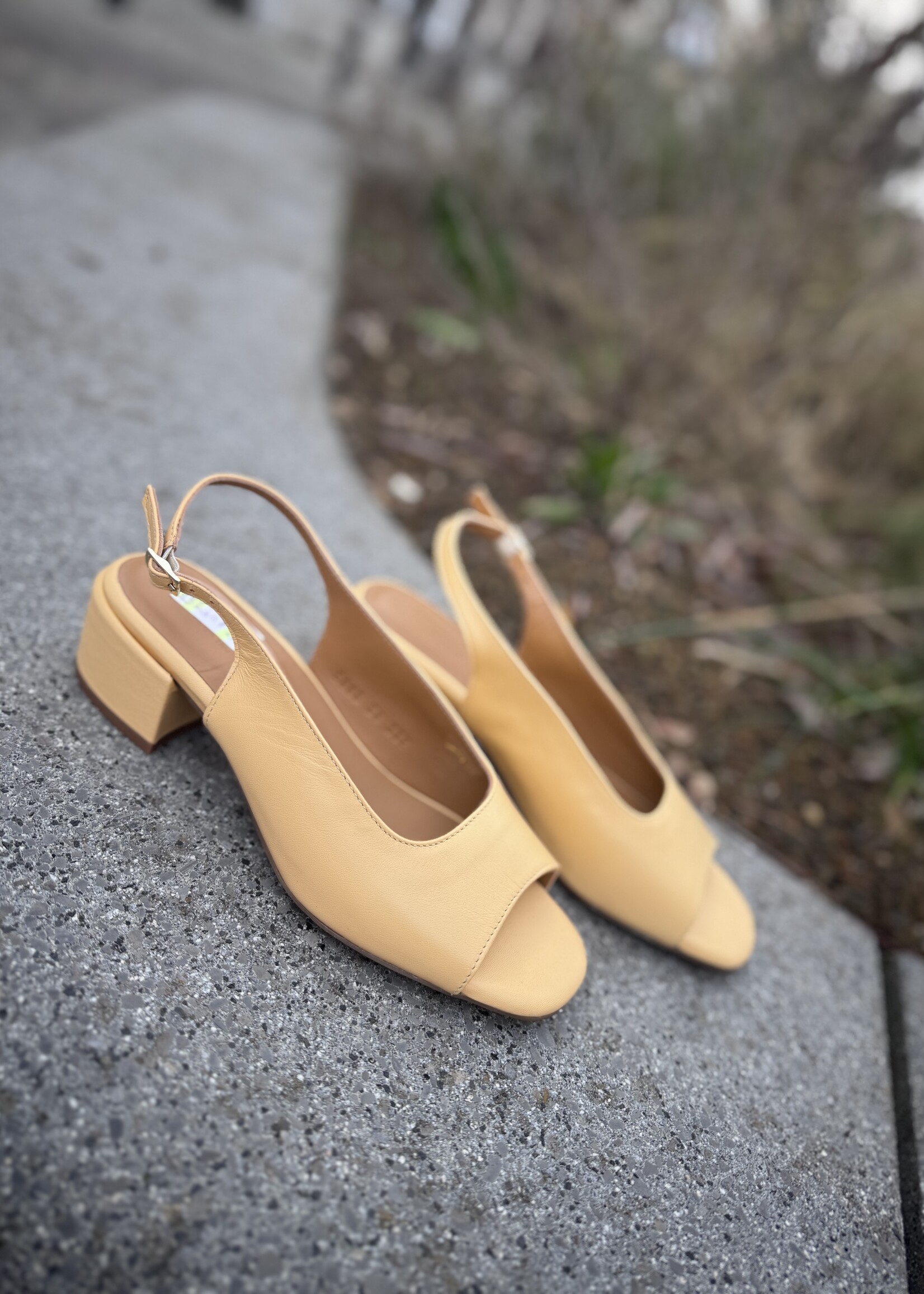 Angulus heeled sandal with open toe mellow yellow