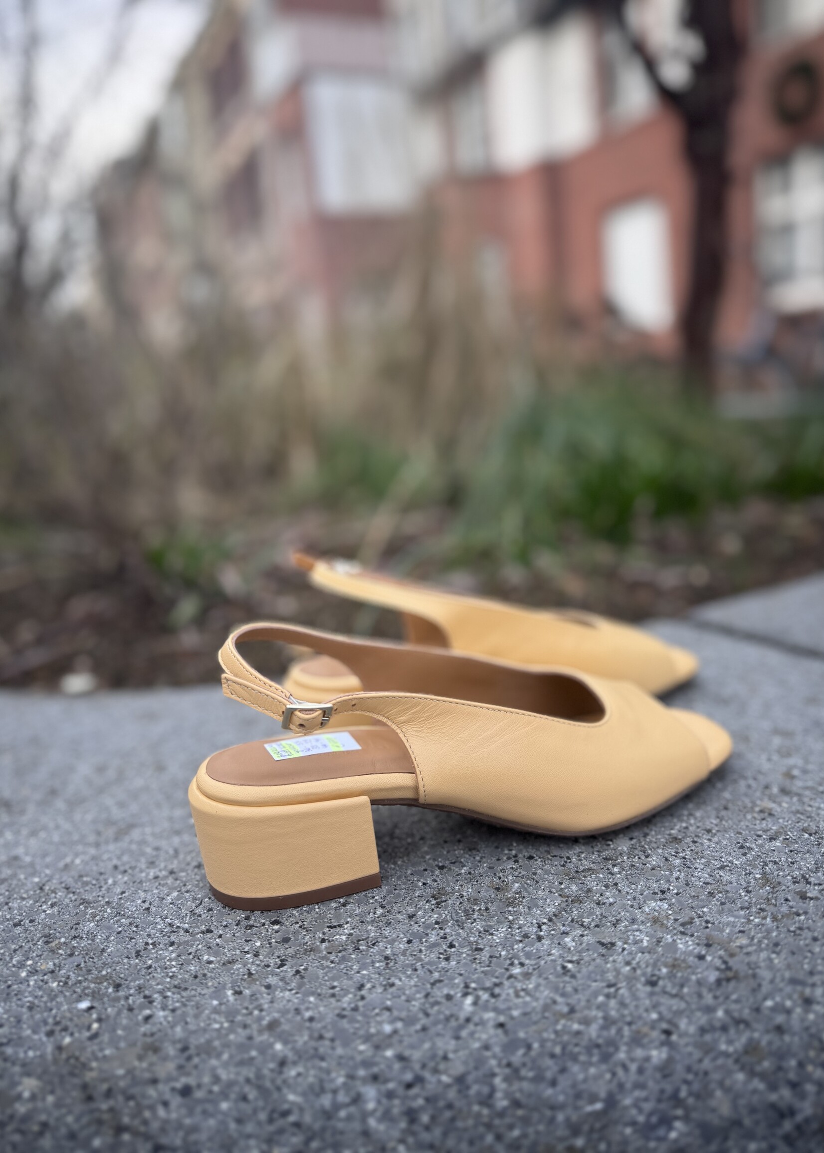 Angulus heeled sandal with open toe mellow yellow