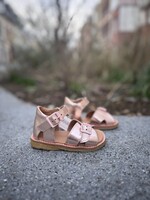 Angulus open toe sandal with contrast buckles rose gold