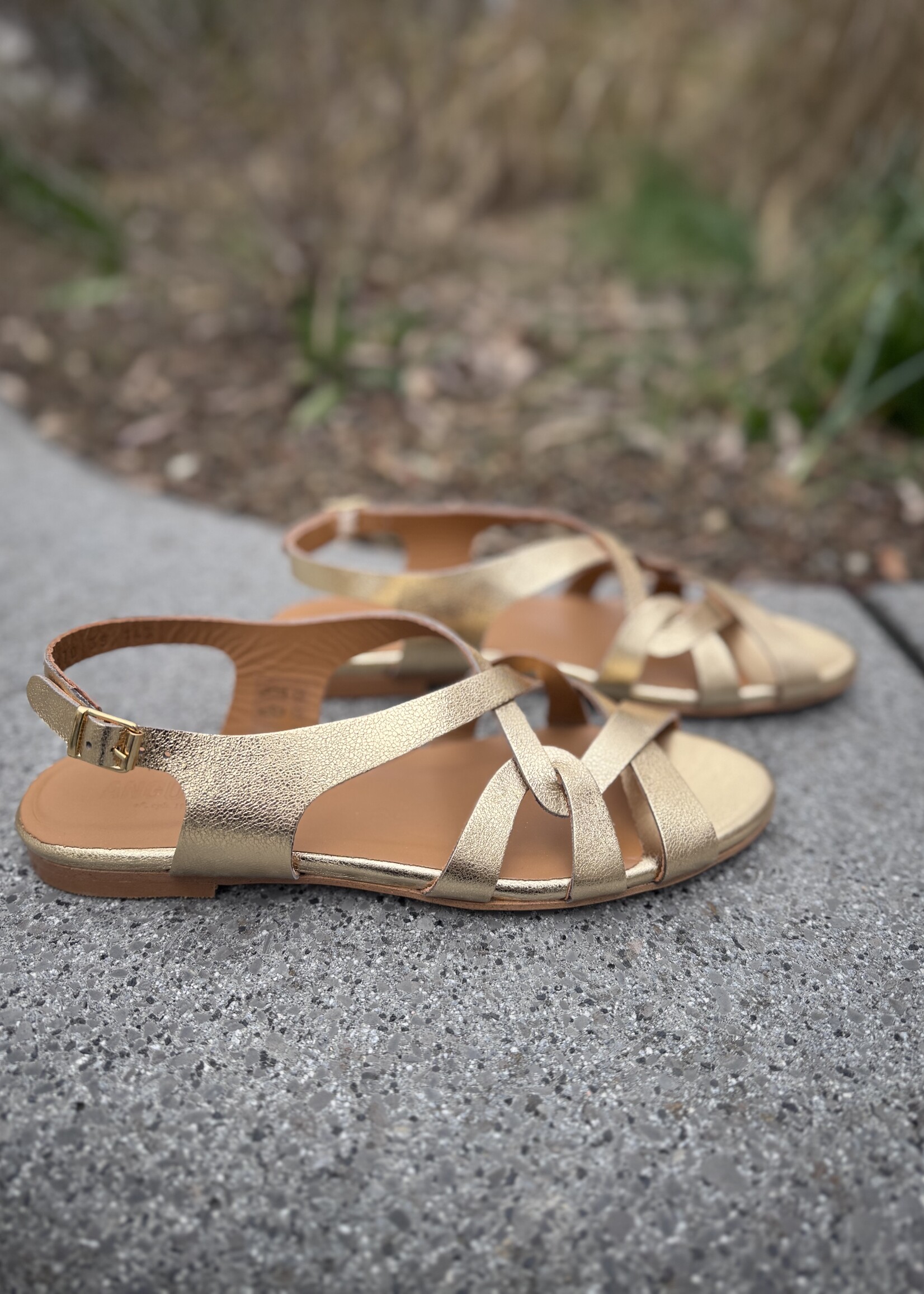 Angulus 5870-101 sandal with cross details gold