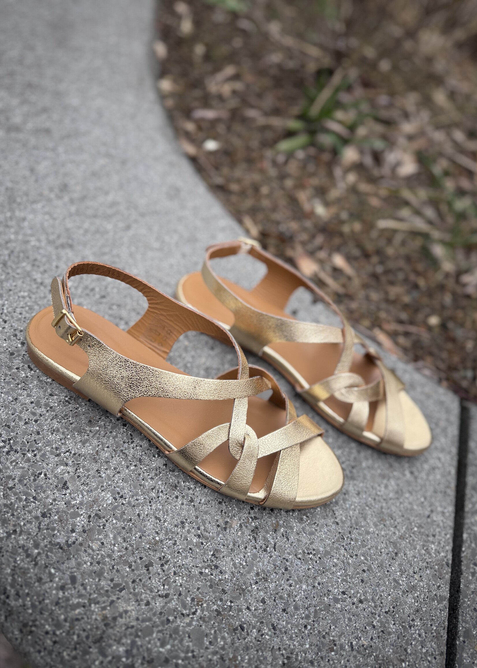 Angulus 5870-101 sandal with cross details gold