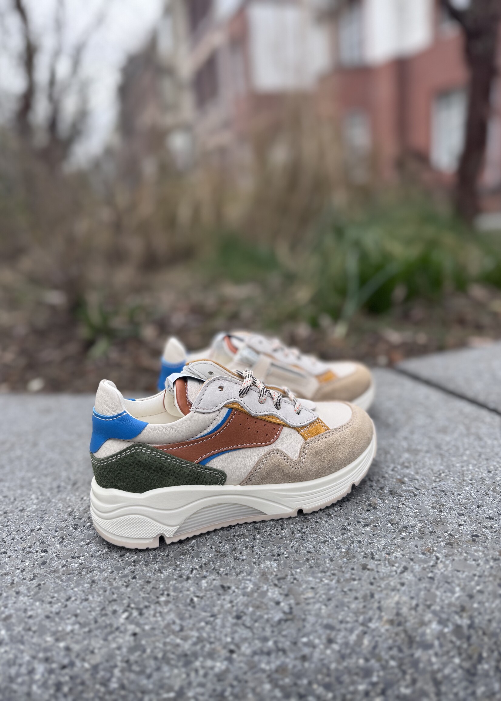 Ocra D365/13 sneaker cappuccino milk cuoio azul