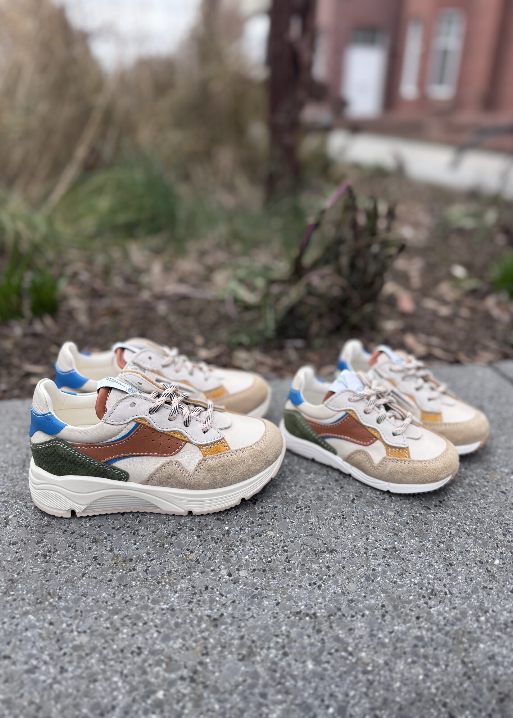 Ocra D365/13 sneaker cappuccino milk cuoio azul