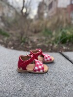 Angulus open toe sandal with check detail red