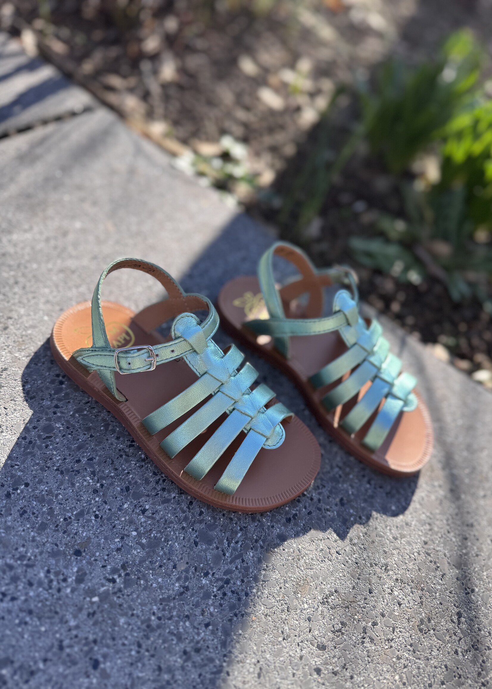 Pom d'api plagette strap laminato vert d'eau